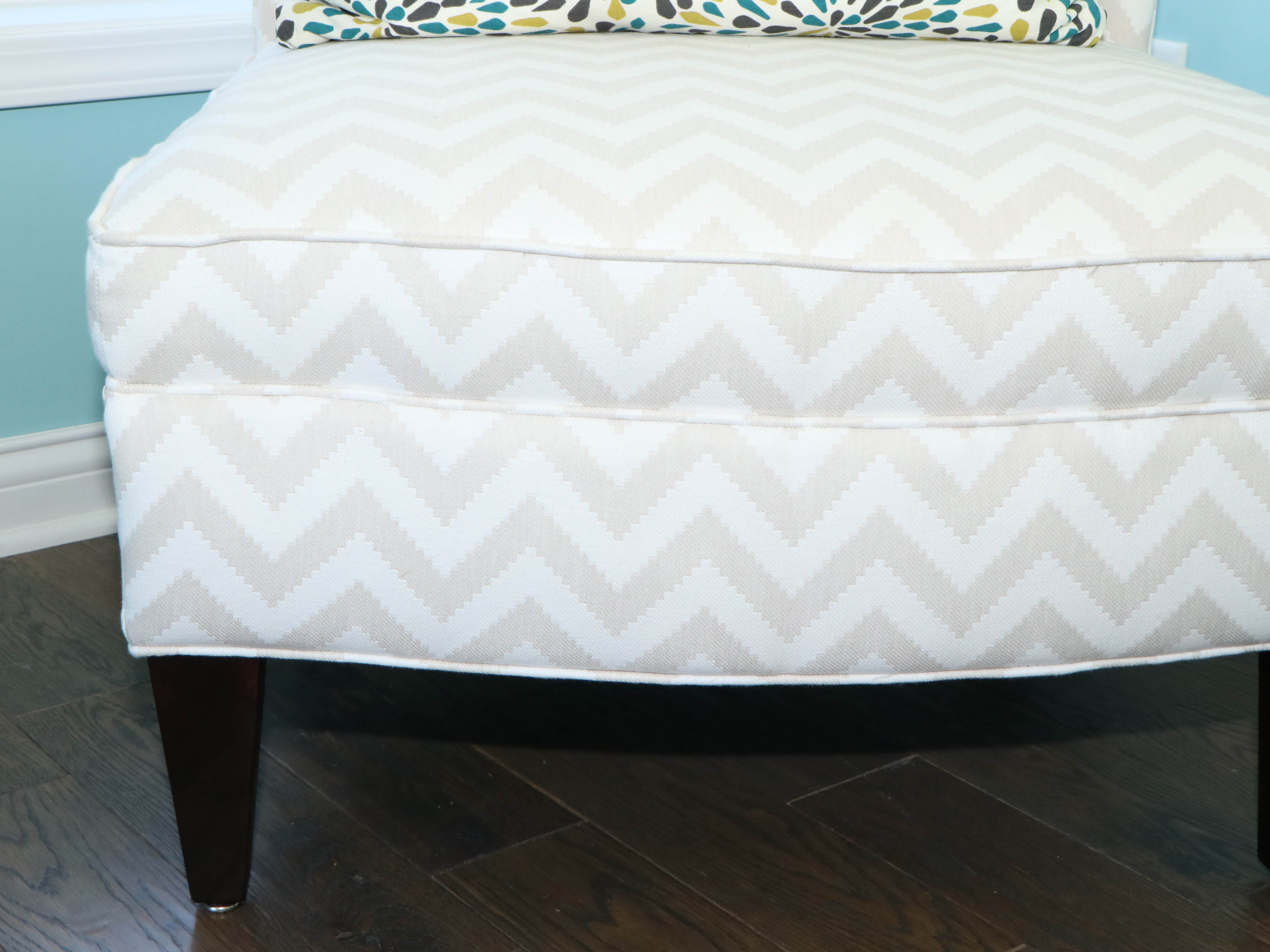 Rowe Furniture Chevron Stripe Upholstered Slipper Chair with Pillow