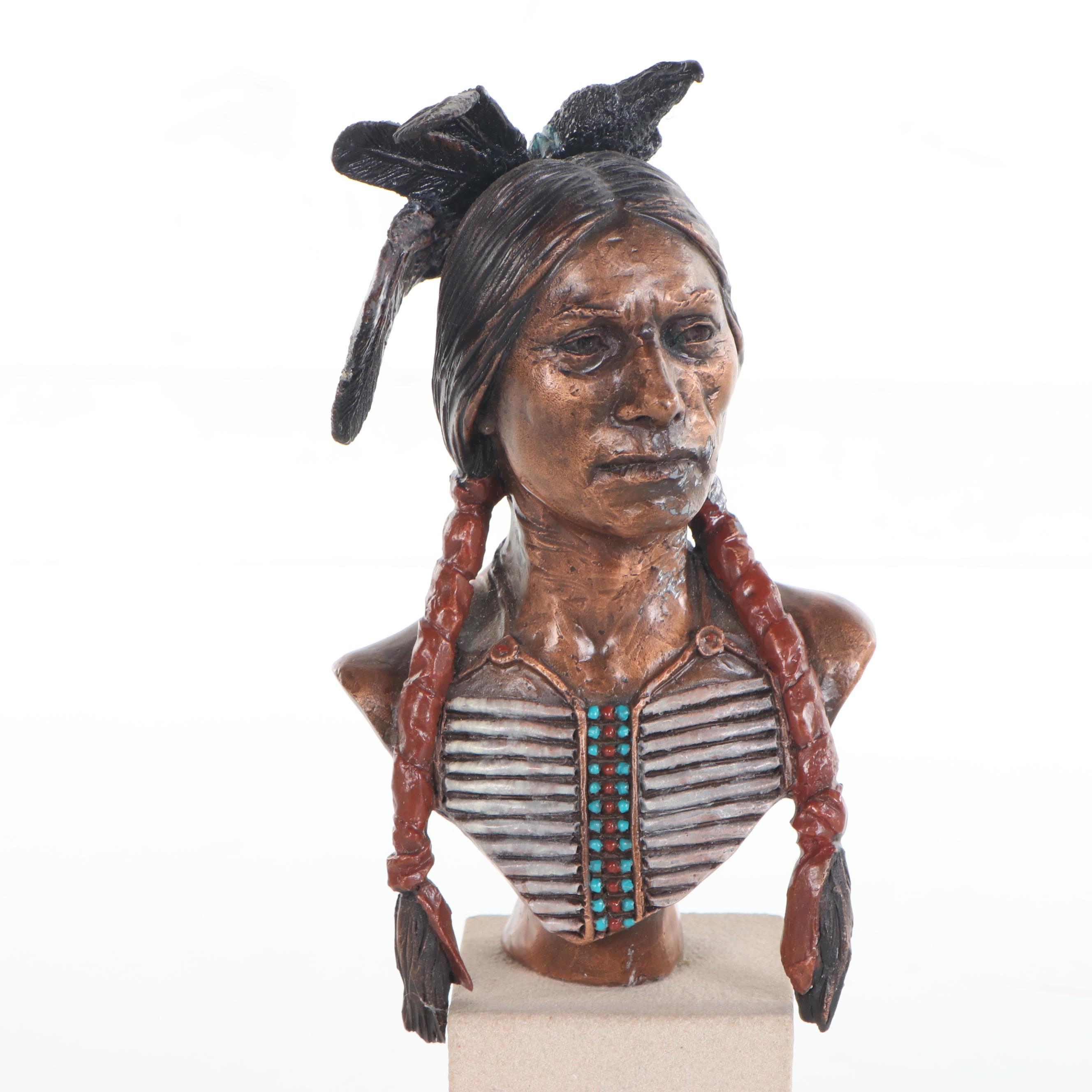 Christopher Pardell Miniature Cast Metal Bust "Crazy Horse"