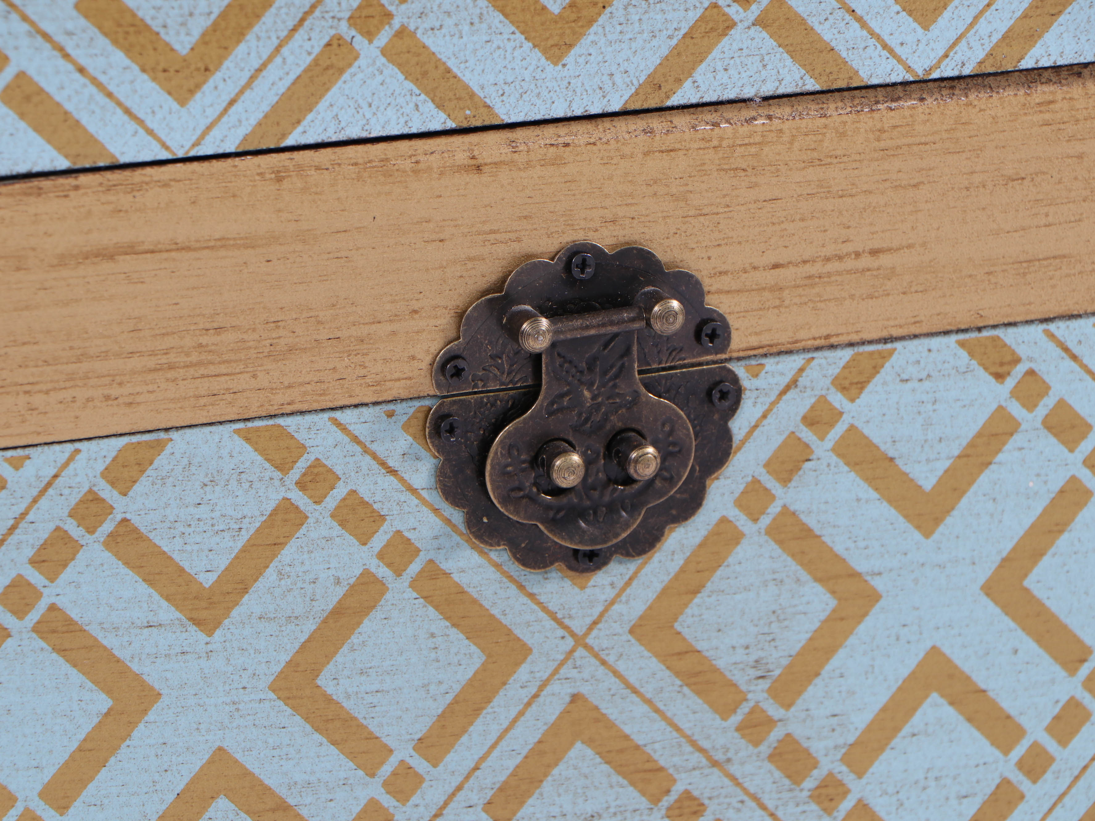 Modern Geometric Gold-Tone and Teal Storage Boxes