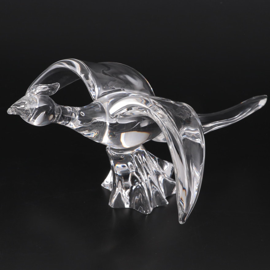 Steuben Art Glass "Pheasant" Figurine Designed by Lloyd Atkins