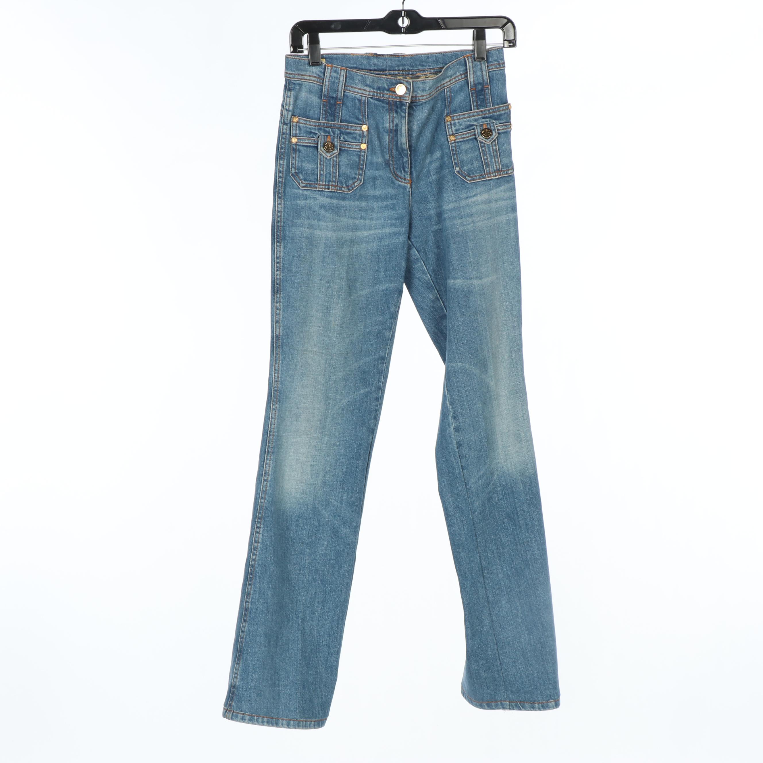 Escada and Roberto Cavalli Embellished Cashmere Sweater and Jeans