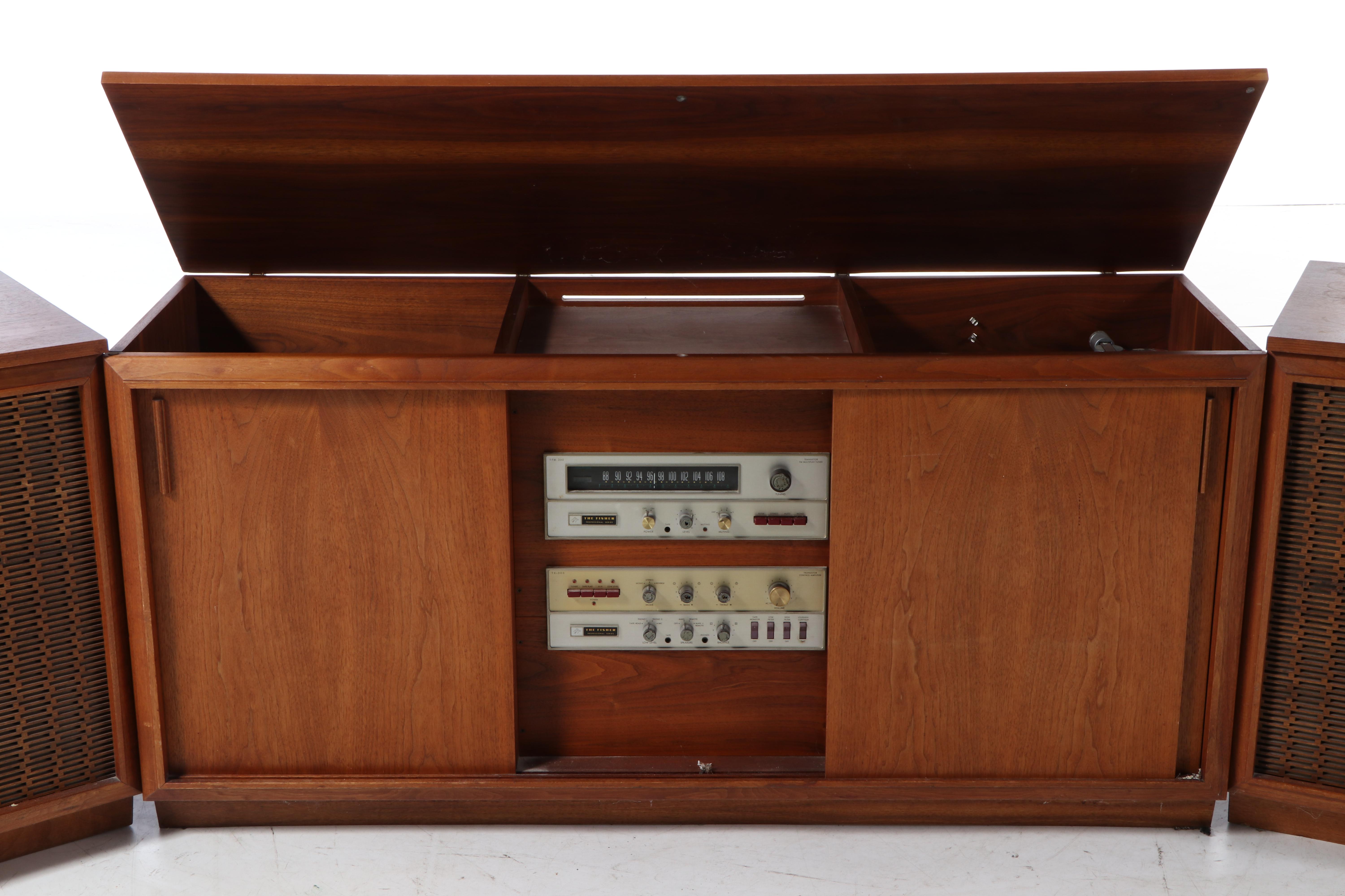 Fisher Stereo with JBL Speakers in Teak Danish Modern Cabinets