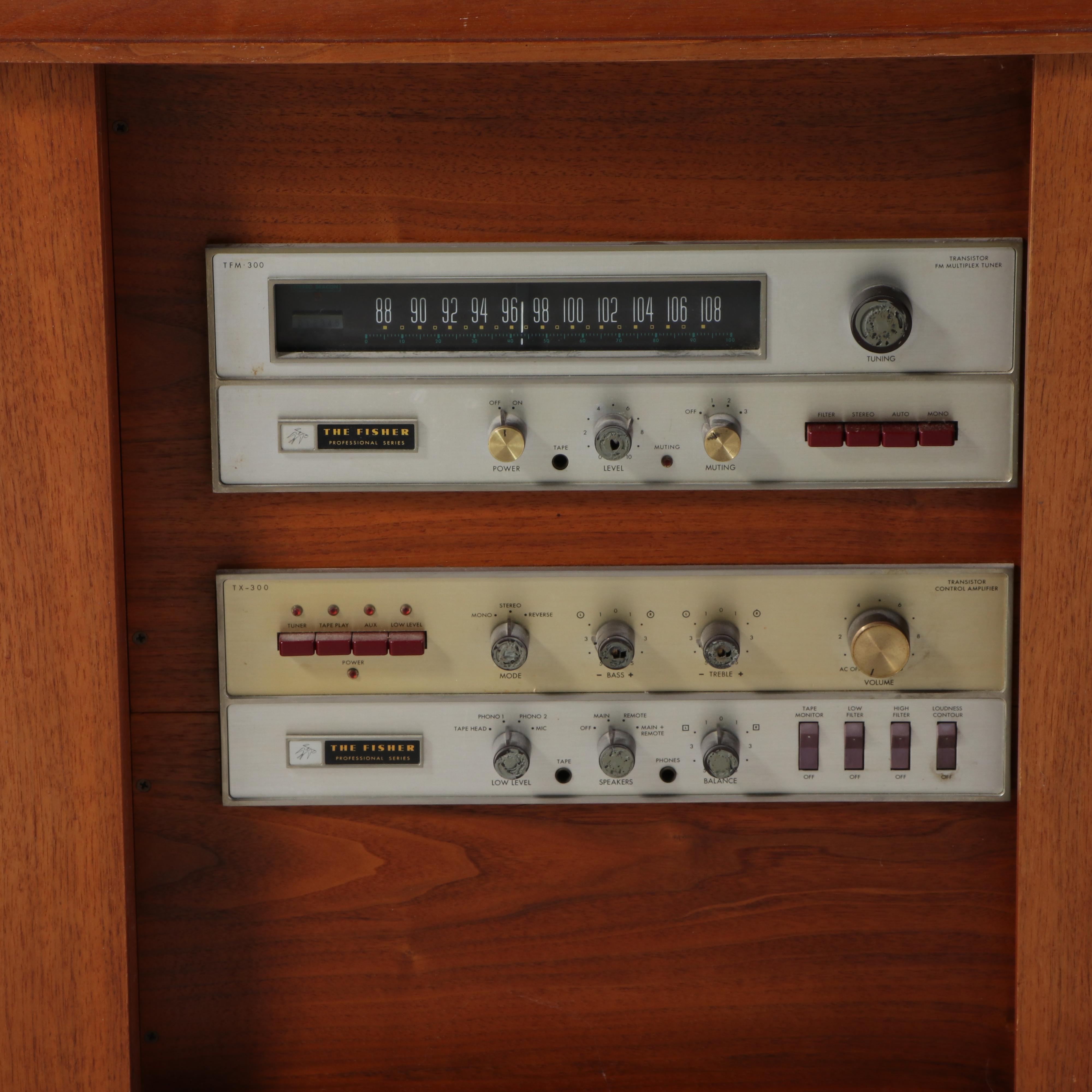 Fisher Stereo with JBL Speakers in Teak Danish Modern Cabinets