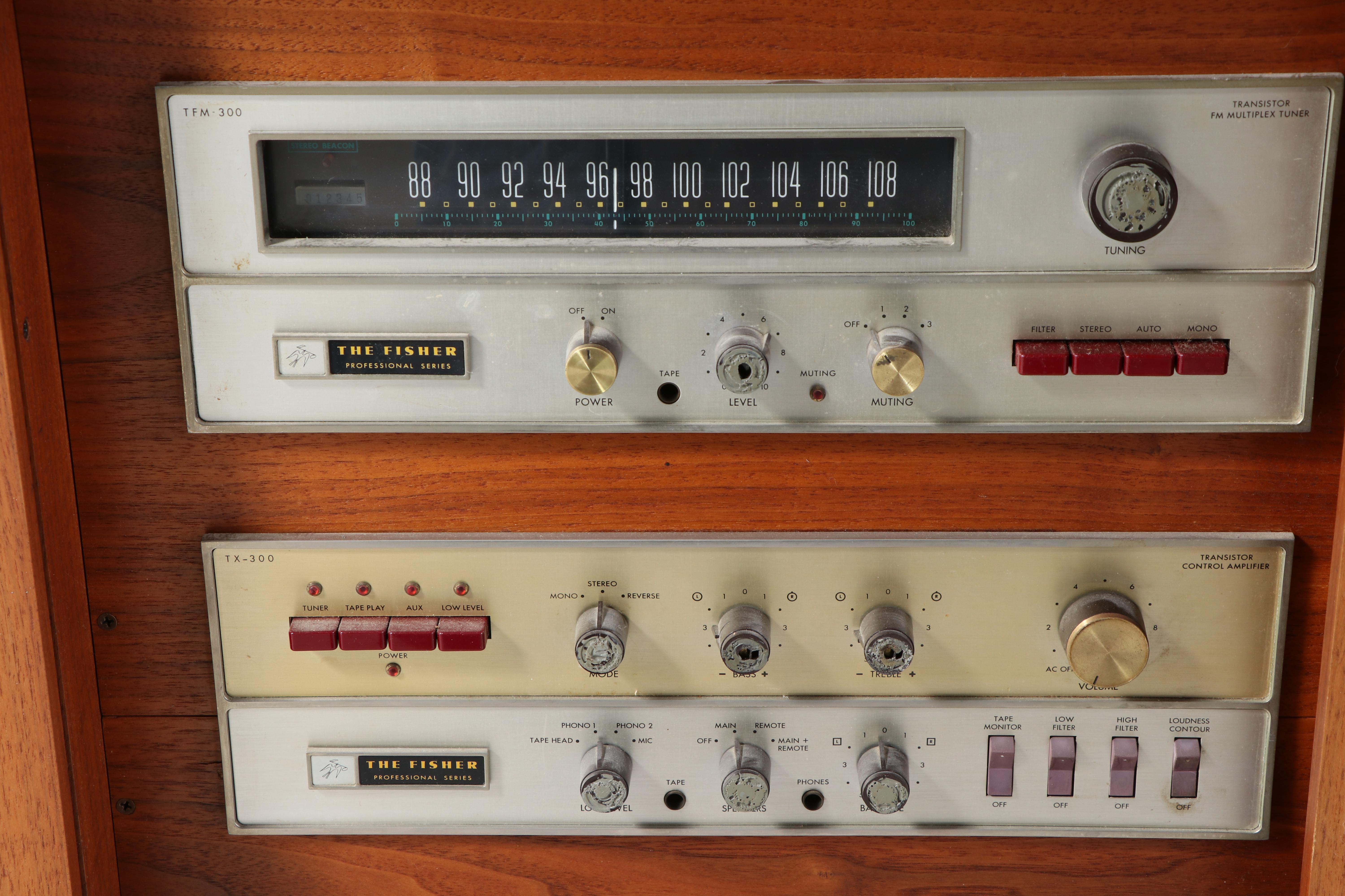 Fisher Stereo with JBL Speakers in Teak Danish Modern Cabinets