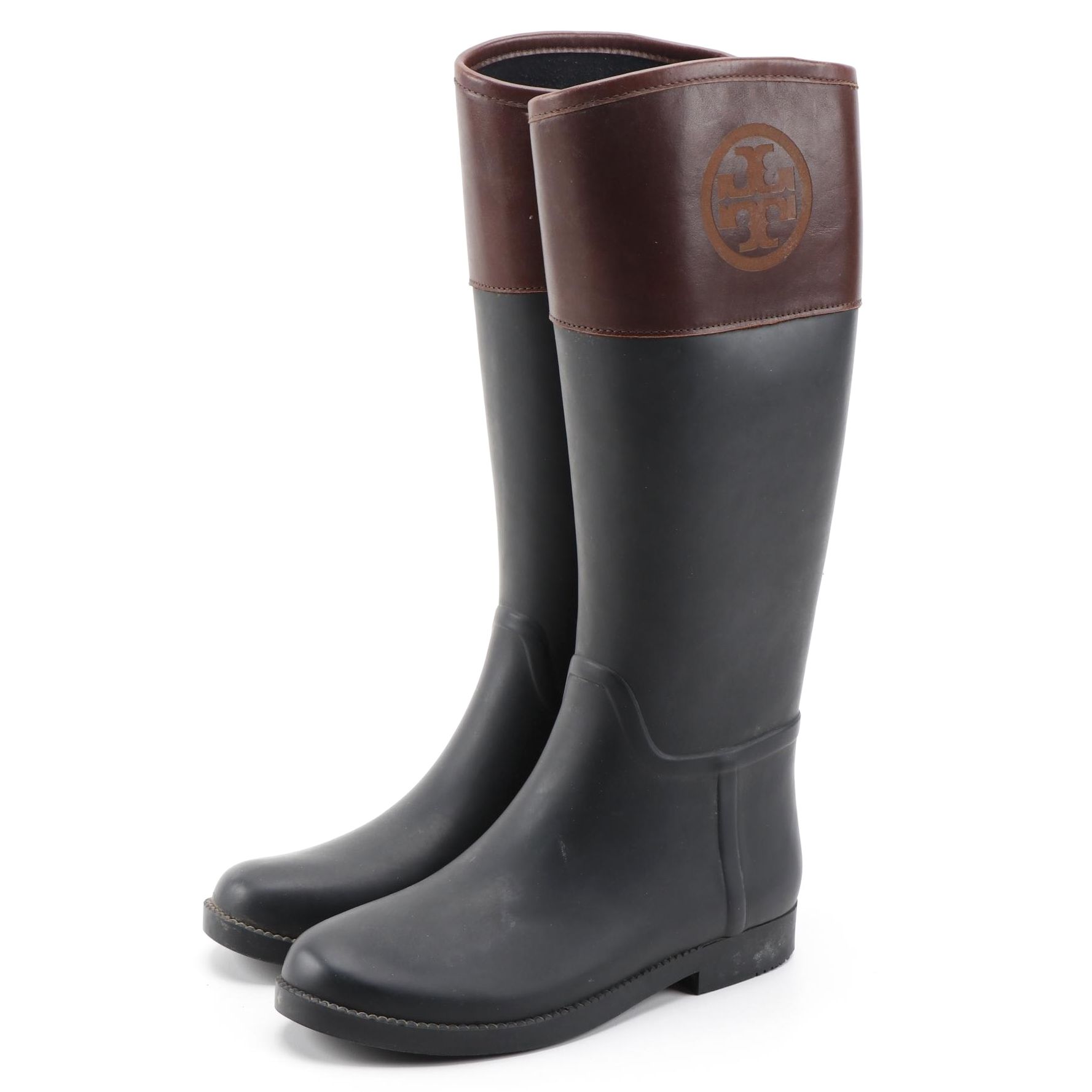 Tory Burch Two-Toned Tall Rubber Rain Boots