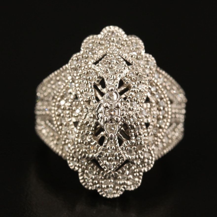 Sterling Diamond Openwork Ring