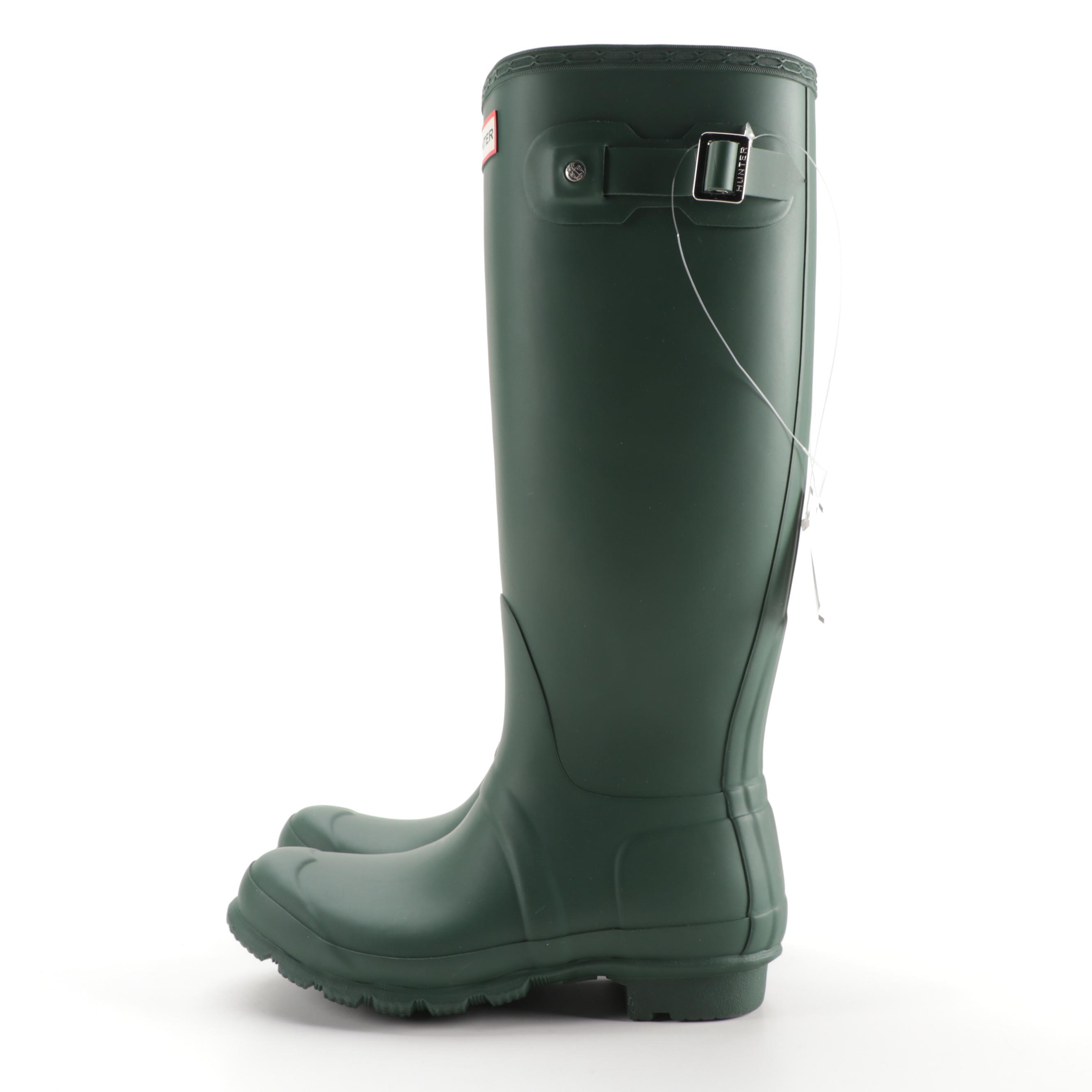 Hunter Original Tall Rain Boots in Matte Green with Box, Size 6