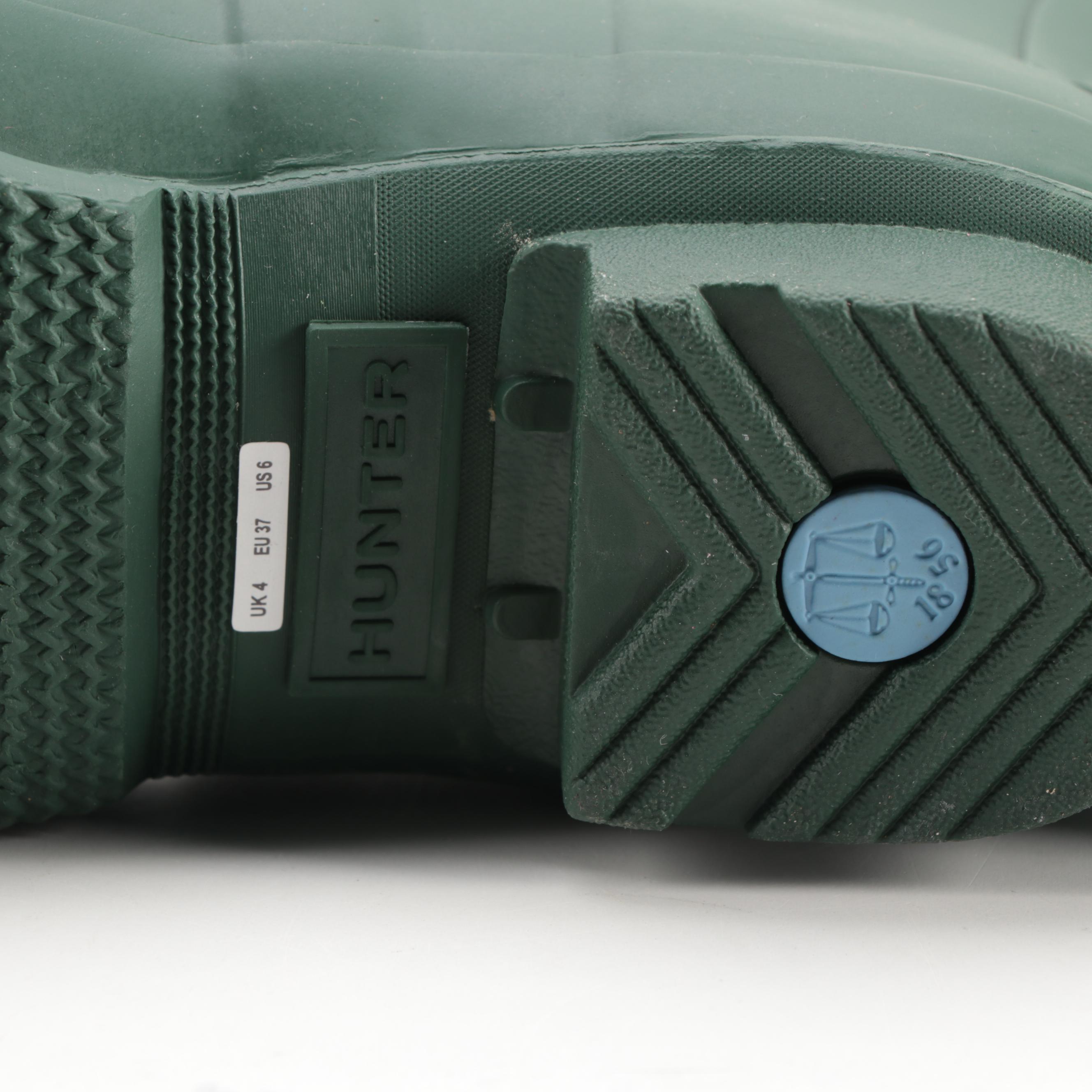 Hunter Original Tall Rain Boots in Matte Green with Box, Size 6