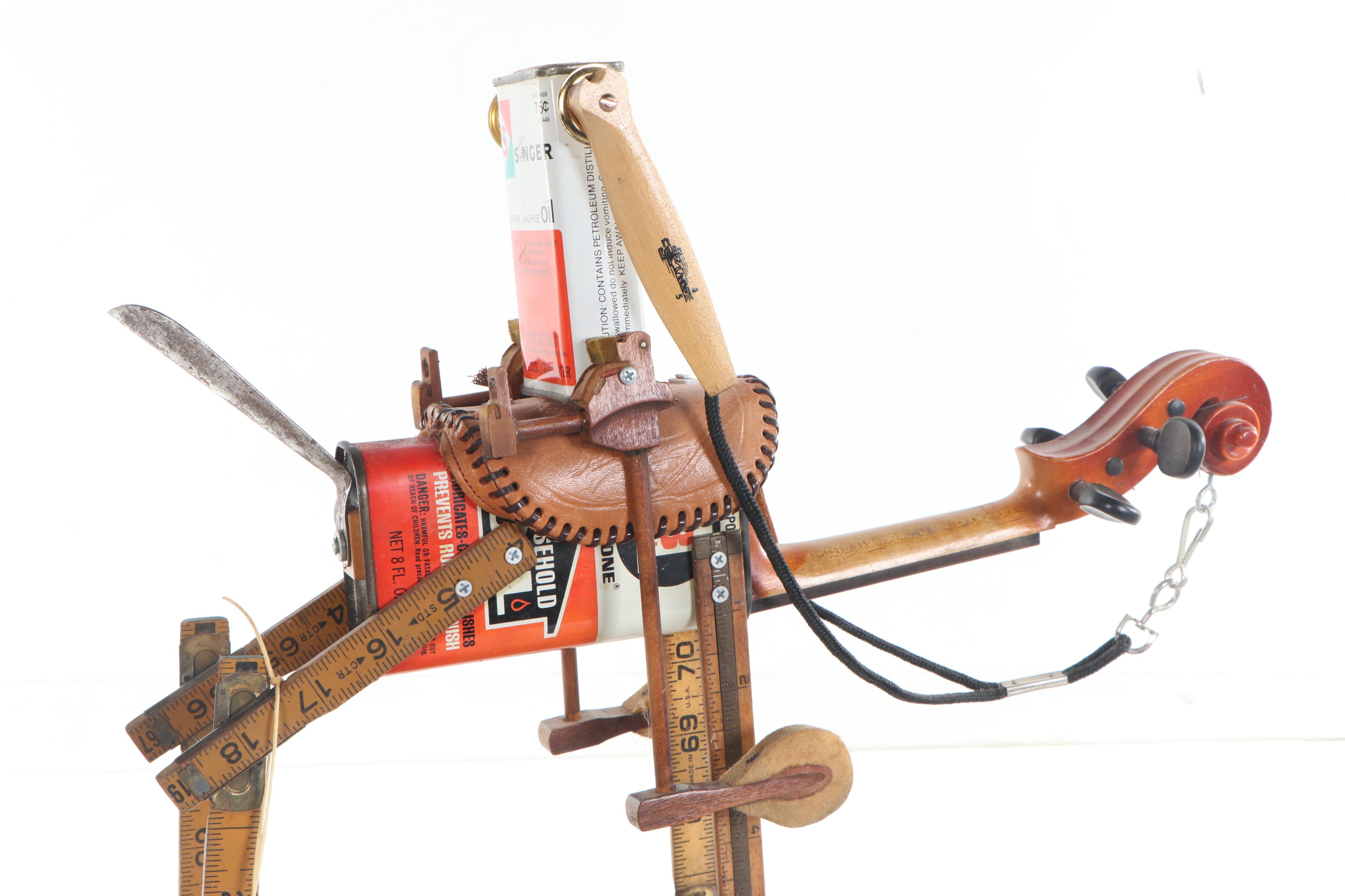 Folk Art Assemblage Sculpture "Singer Rider," 2013