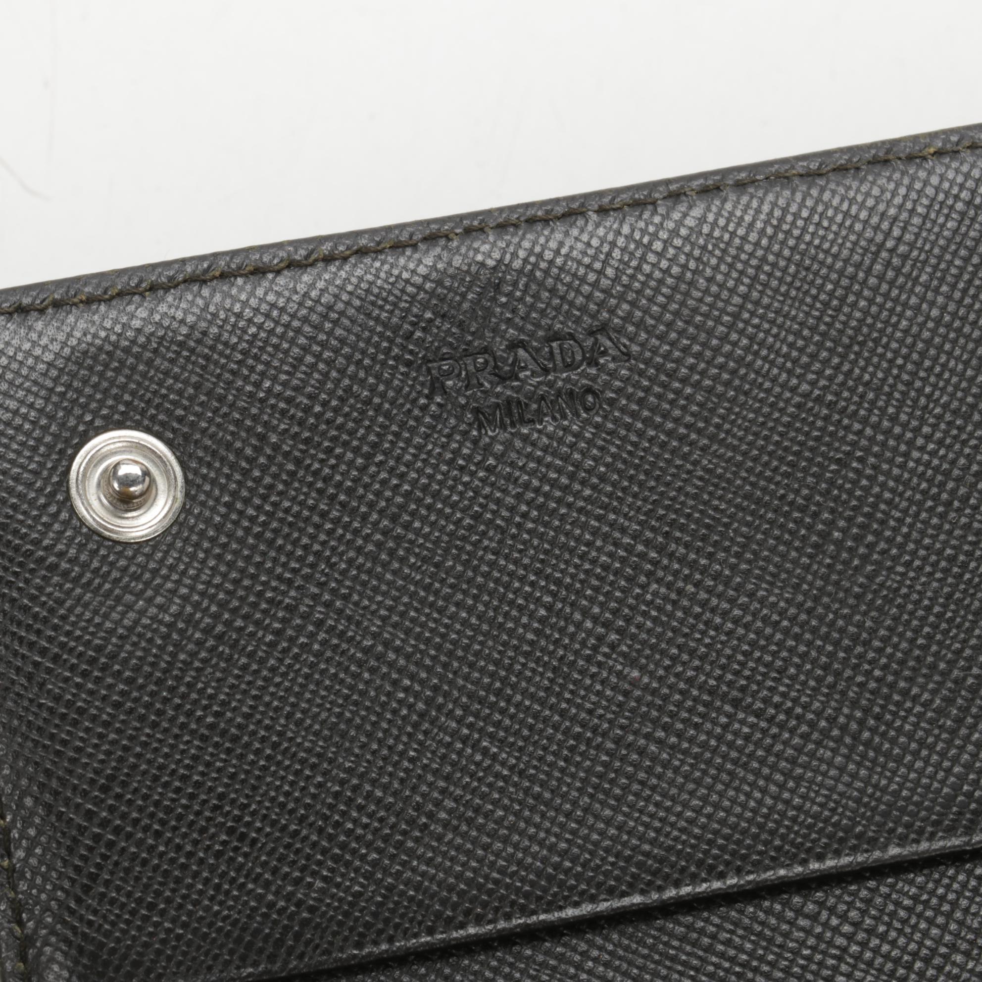 Prada Continental Wallet in Dark Olive Green Tessuto Nylon and Leather