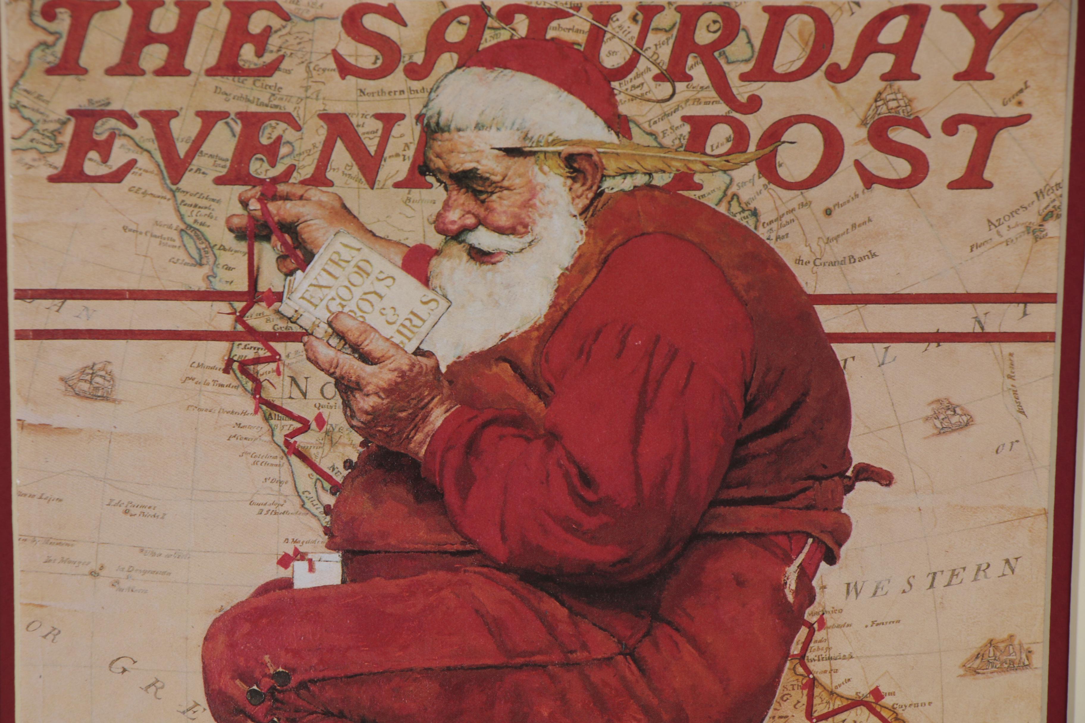 Offset Lithograph after Norman Rockwell of Santa for "Saturday Evening Post"