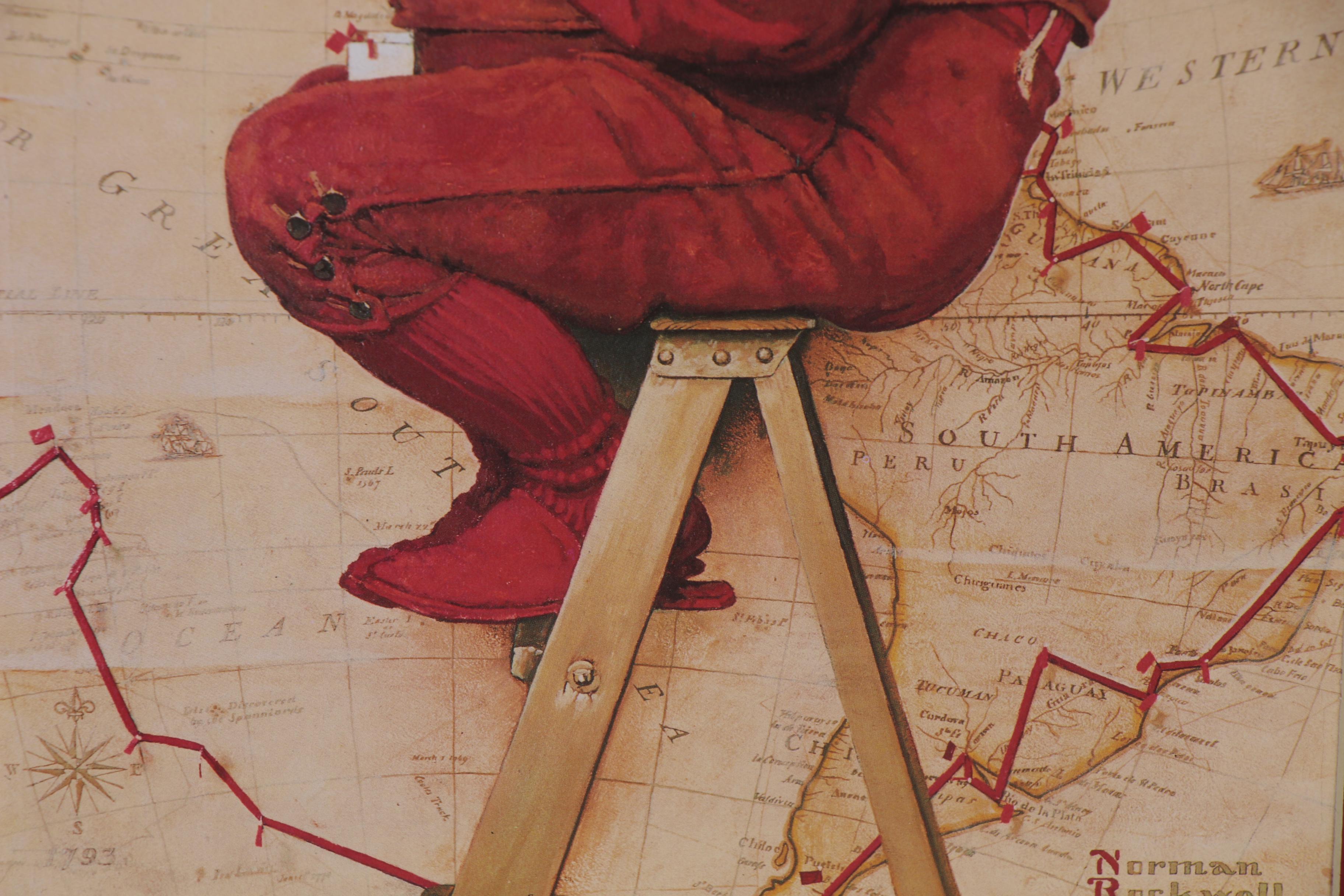 Offset Lithograph after Norman Rockwell of Santa for "Saturday Evening Post"