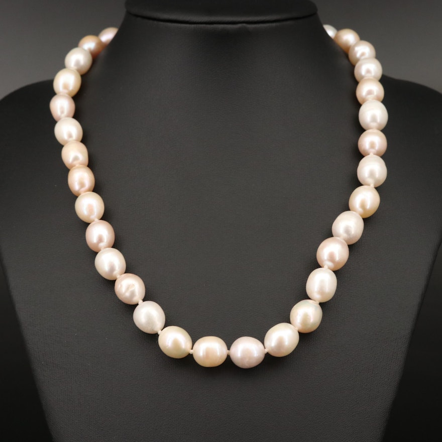 Semi-Baroque Pearl Necklace with 14K Clasp