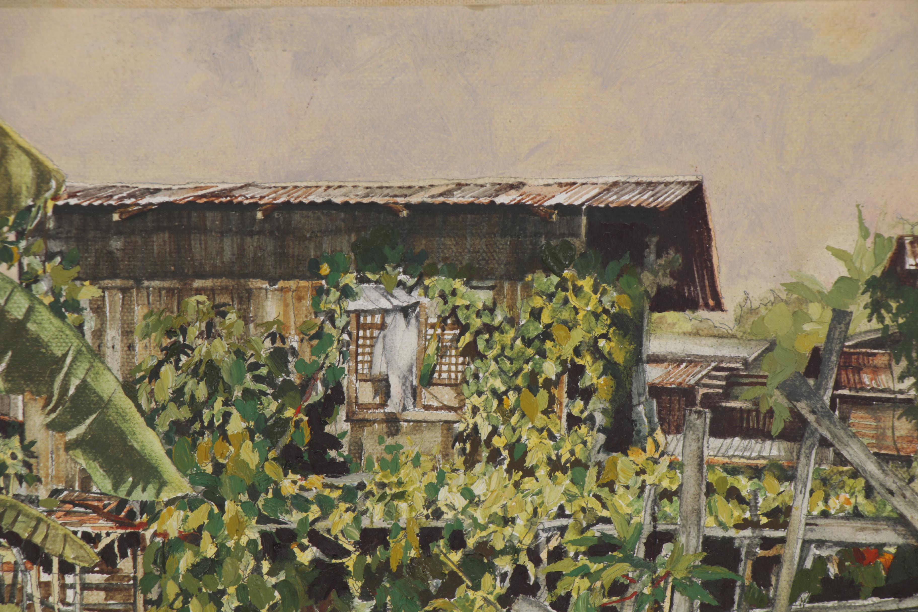 Renato Pagarigan Oil Painting "Tahan Ni Mang Pepe - Marikina," 1977