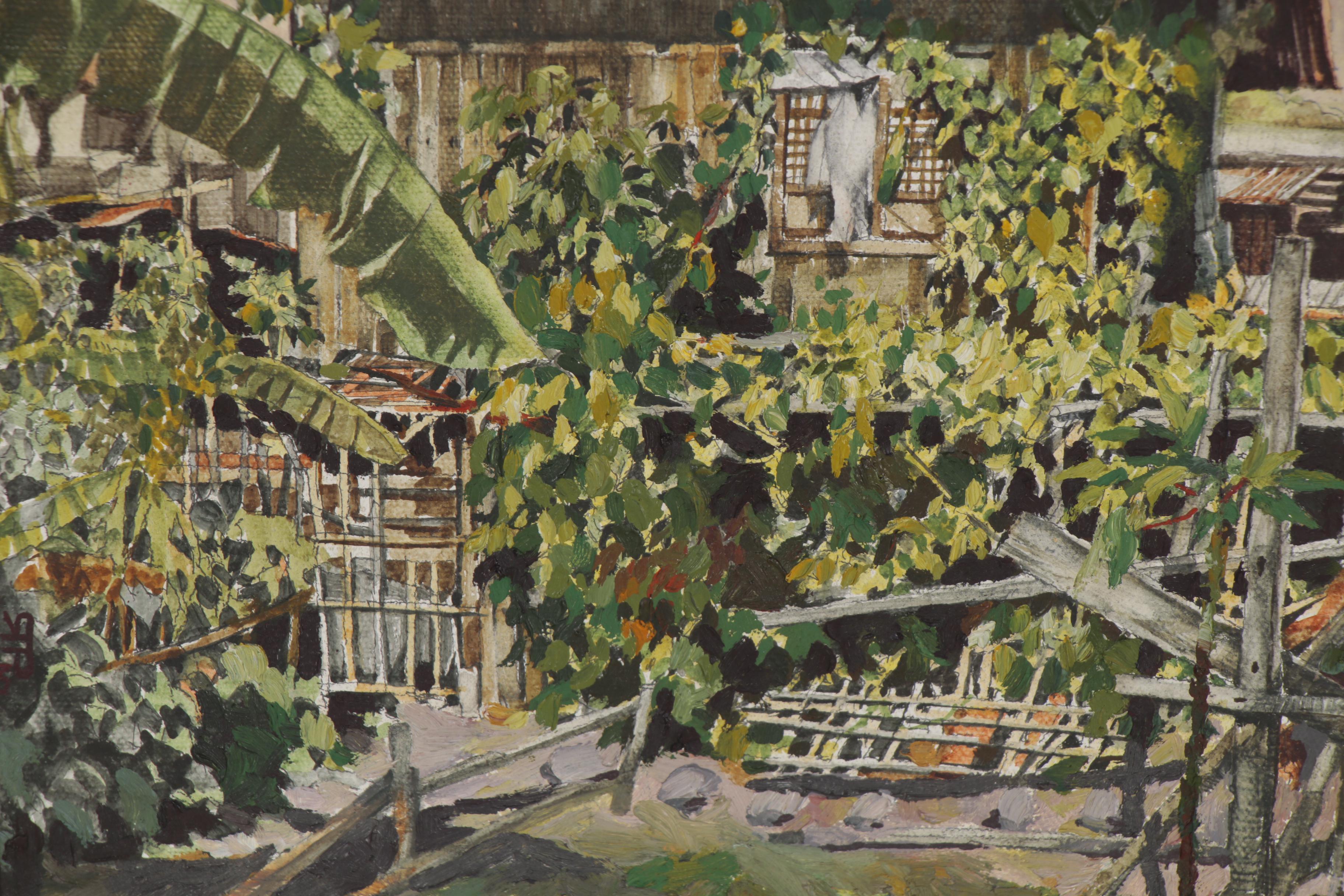 Renato Pagarigan Oil Painting "Tahan Ni Mang Pepe - Marikina," 1977