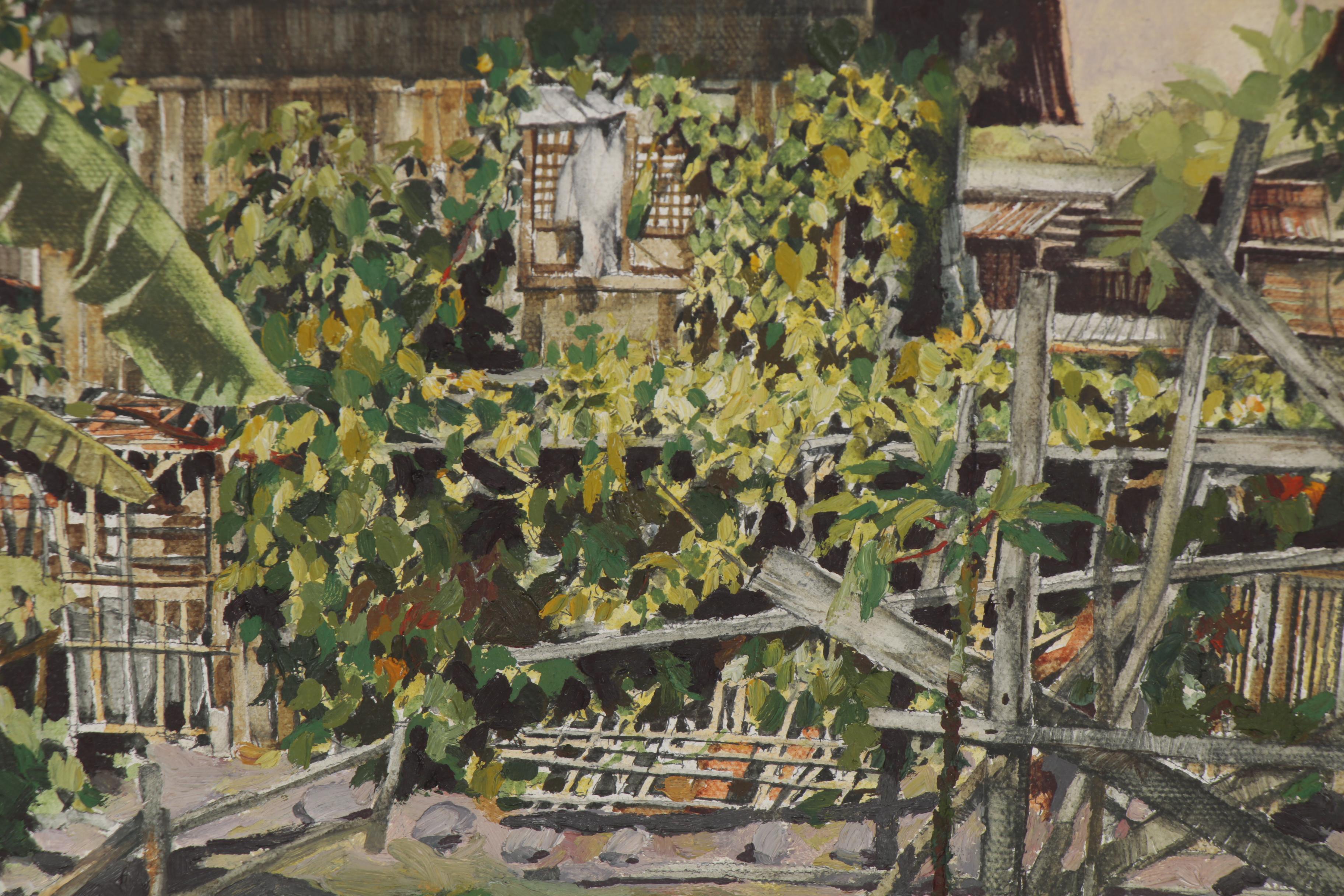 Renato Pagarigan Oil Painting "Tahan Ni Mang Pepe - Marikina," 1977