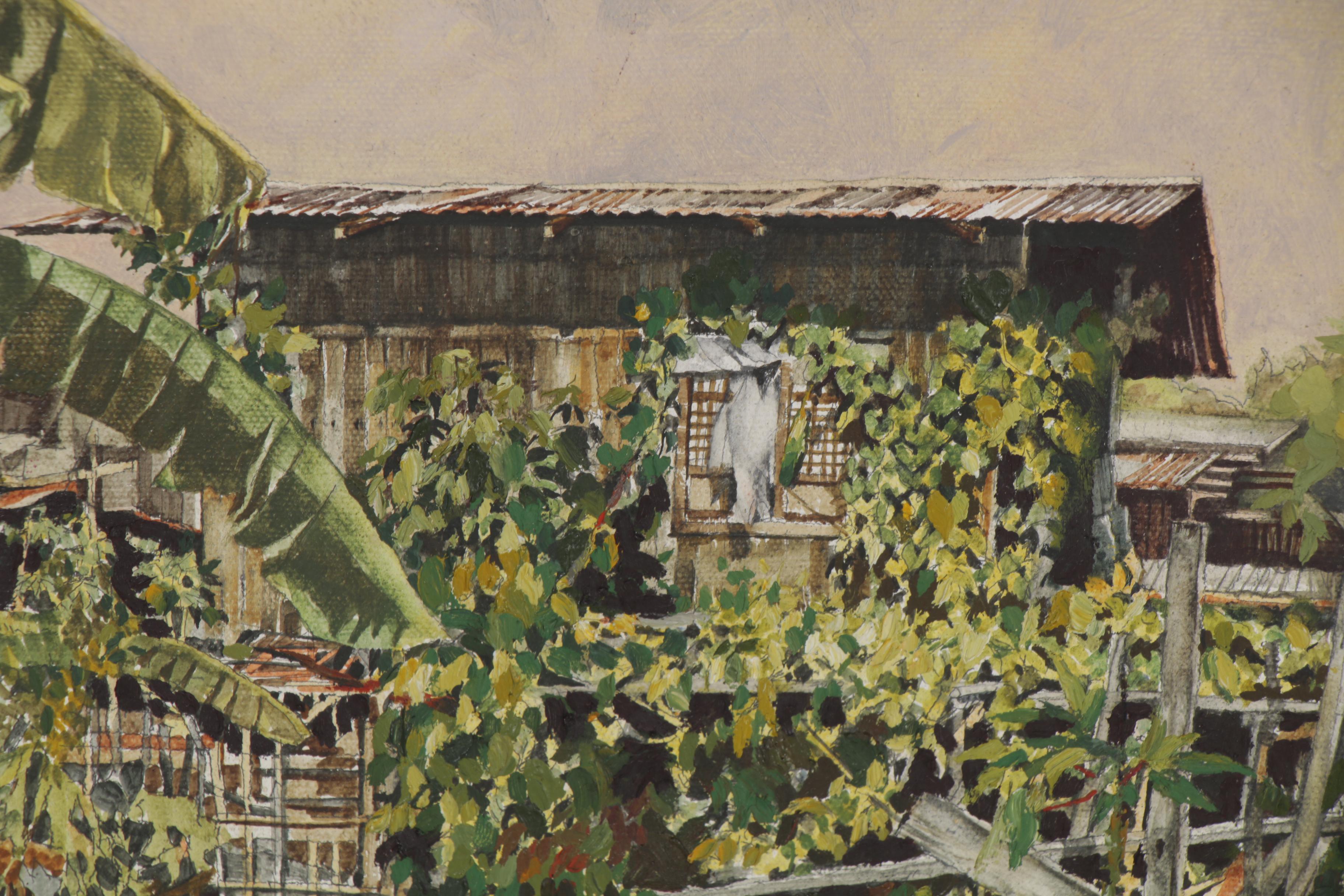 Renato Pagarigan Oil Painting "Tahan Ni Mang Pepe - Marikina," 1977