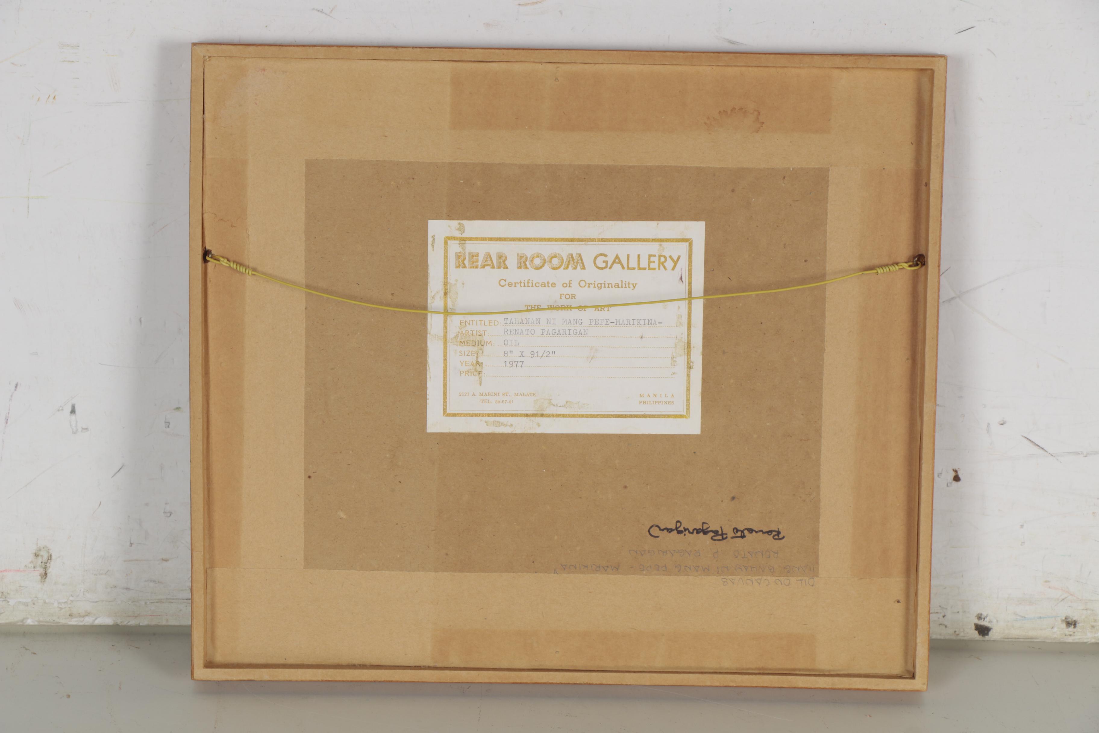 Renato Pagarigan Oil Painting "Tahan Ni Mang Pepe - Marikina," 1977