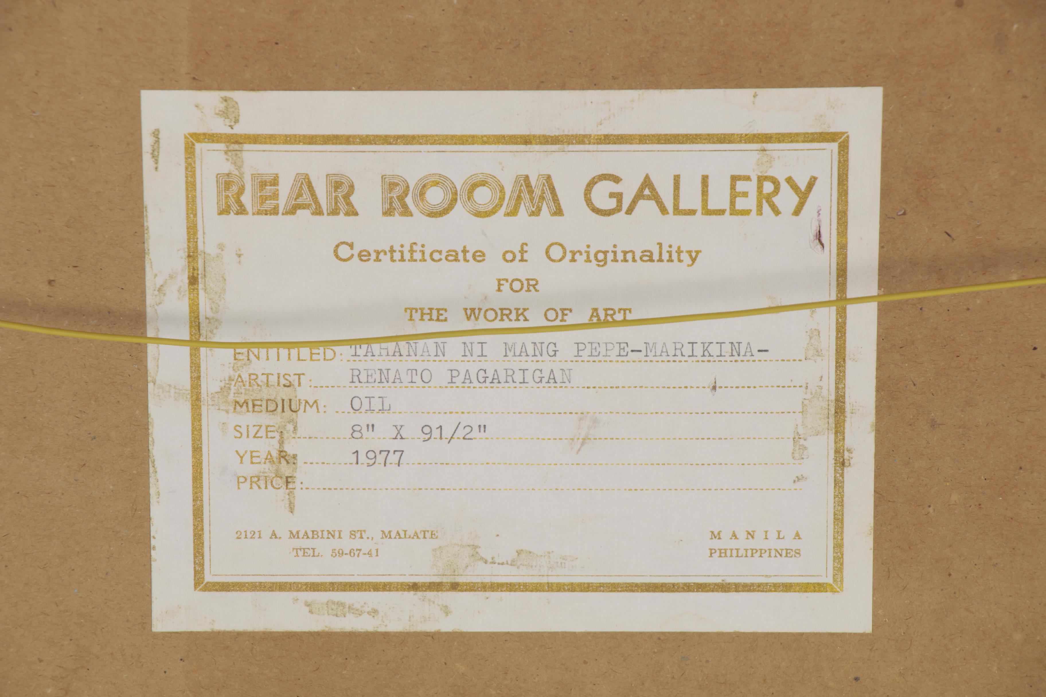 Renato Pagarigan Oil Painting "Tahan Ni Mang Pepe - Marikina," 1977