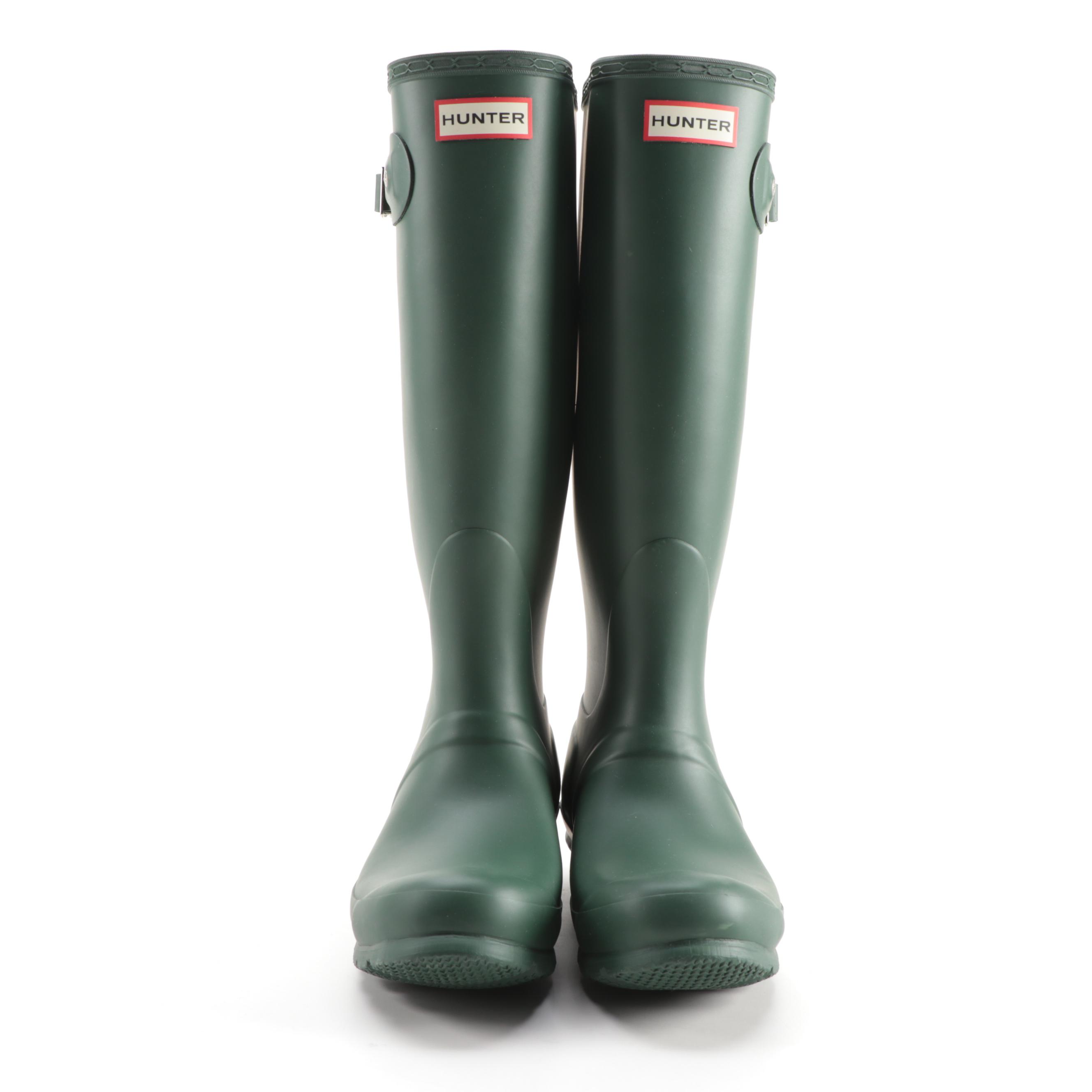 Hunter Original Tall Rain Boots in Matte Hunter Green with Box, Size 7