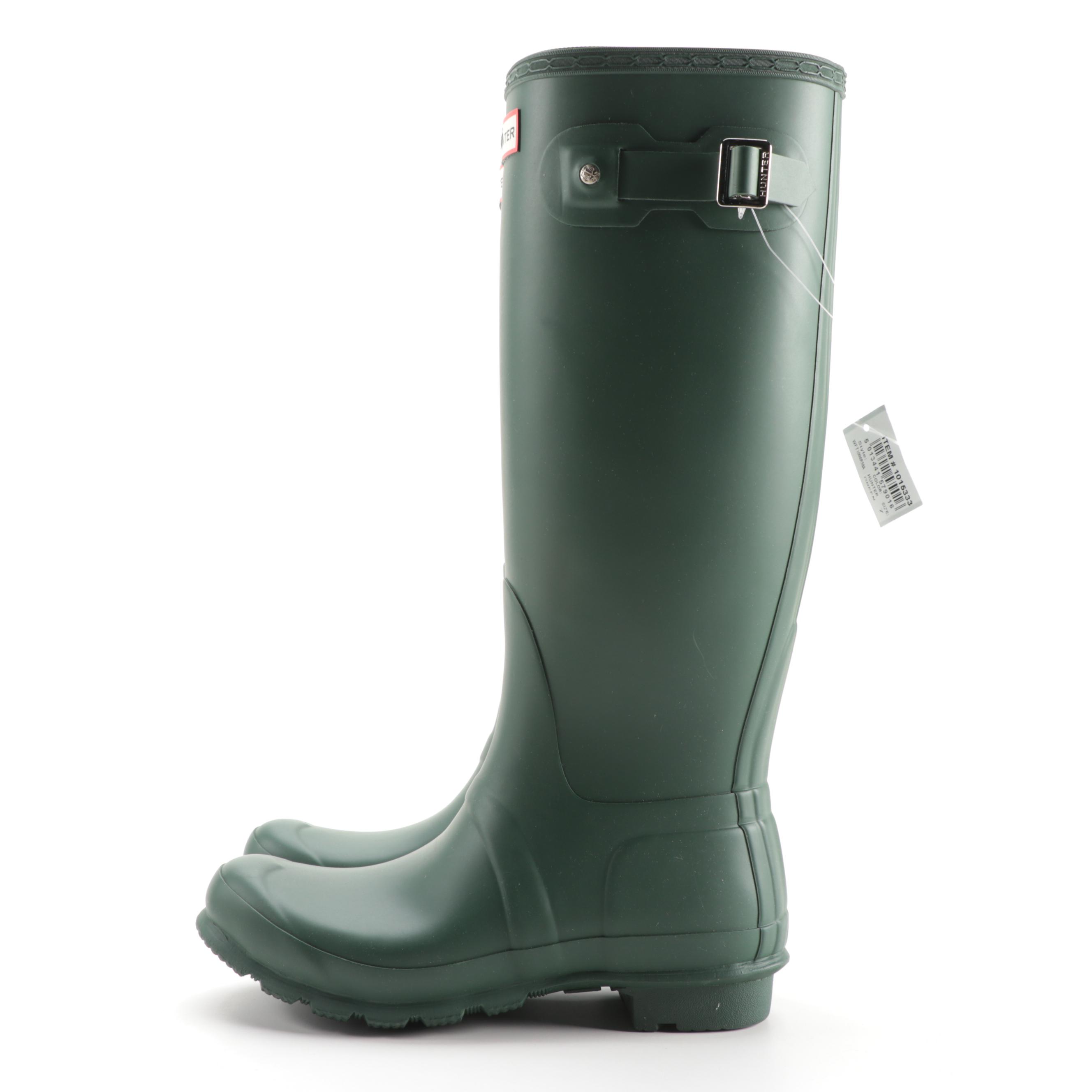 Hunter Original Tall Rain Boots in Matte Hunter Green with Box, Size 7