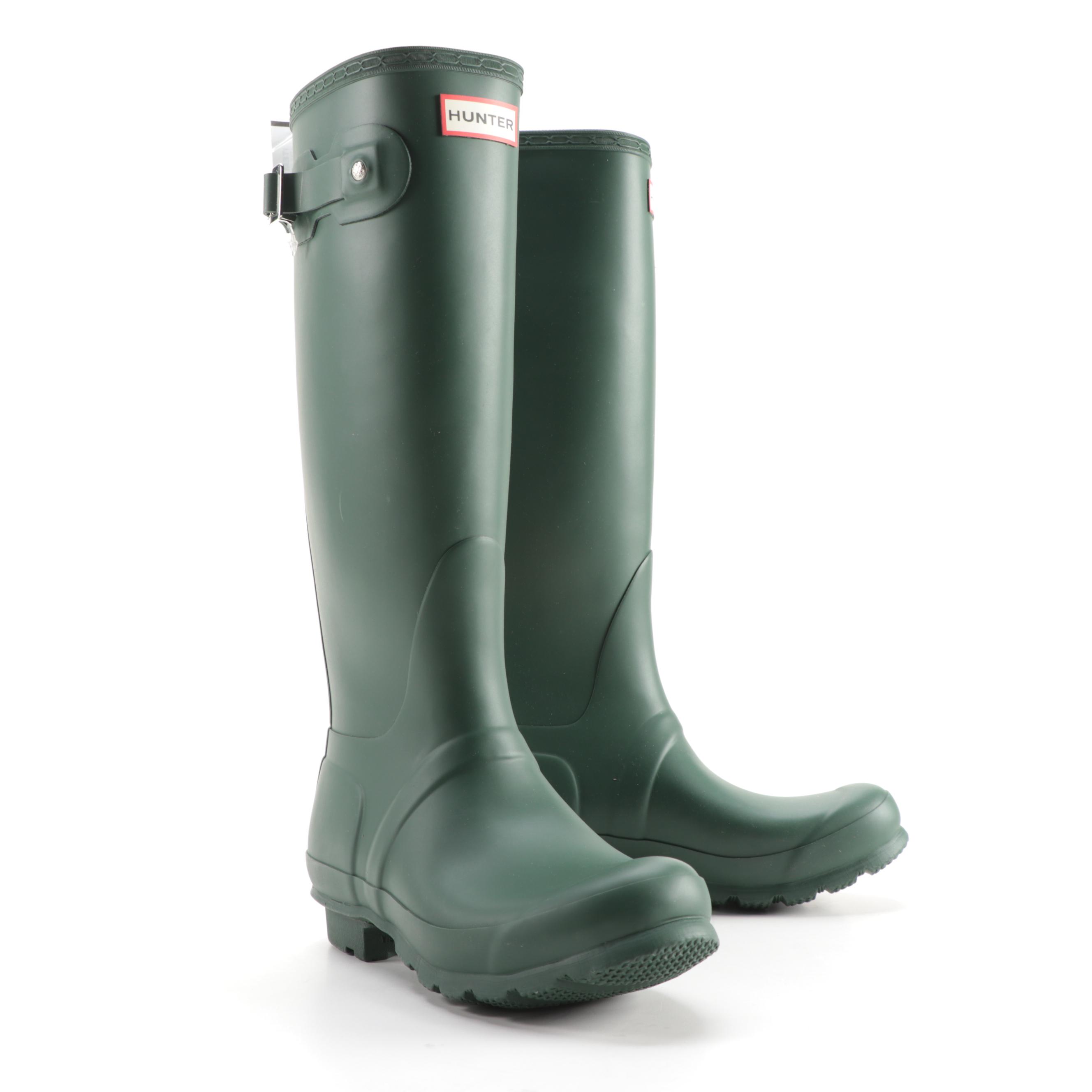 Hunter Original Tall Rain Boots in Matte Hunter Green with Box, Size 7