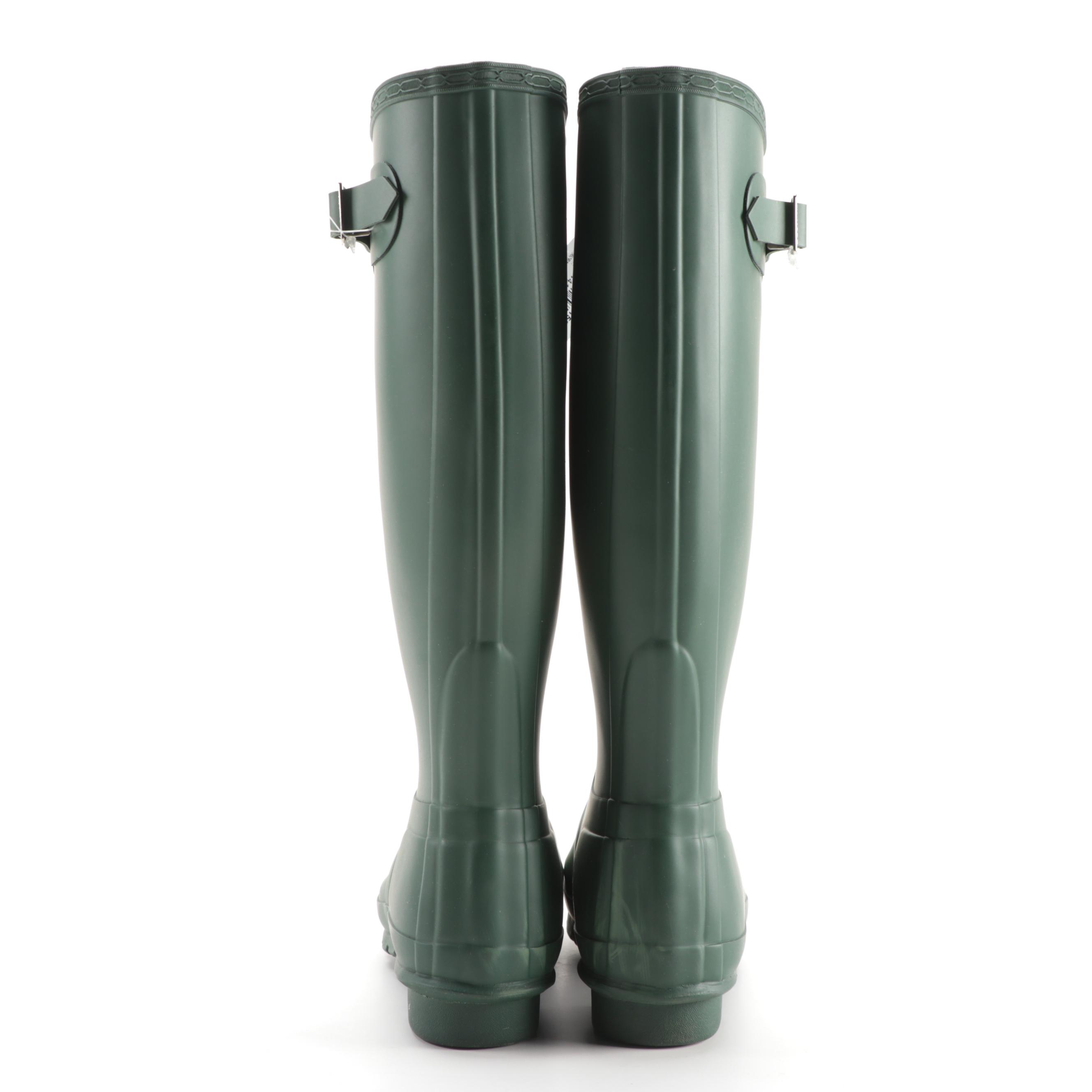 Hunter Original Tall Rain Boots in Matte Hunter Green with Box, Size 7