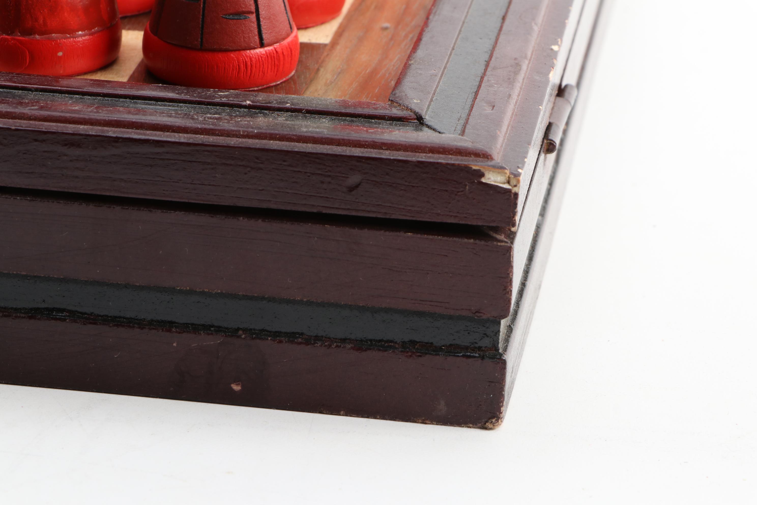 Thomas Pacconi Hand-Carved Wooden Chess and Checker Set