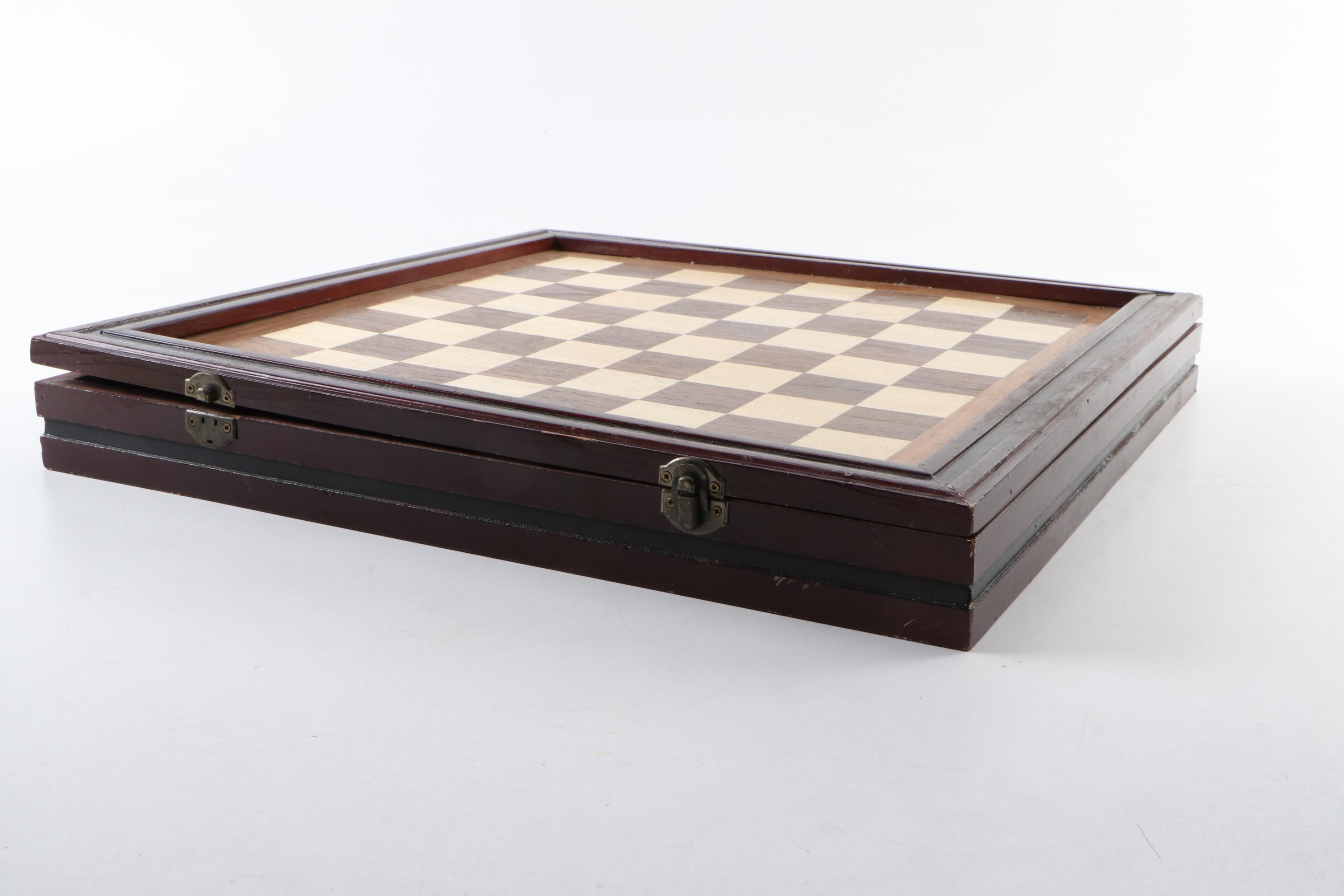 Thomas Pacconi Hand-Carved Wooden Chess and Checker Set