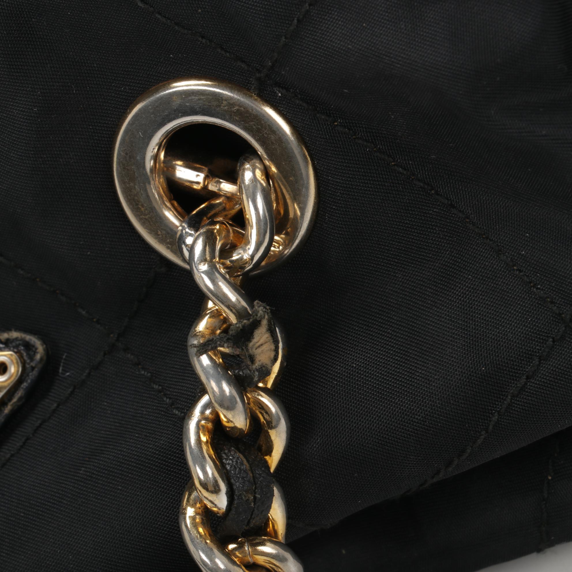 Prada Chain Strap Shoulder Bag in Quilted Black Tessuto Nylon and Leather