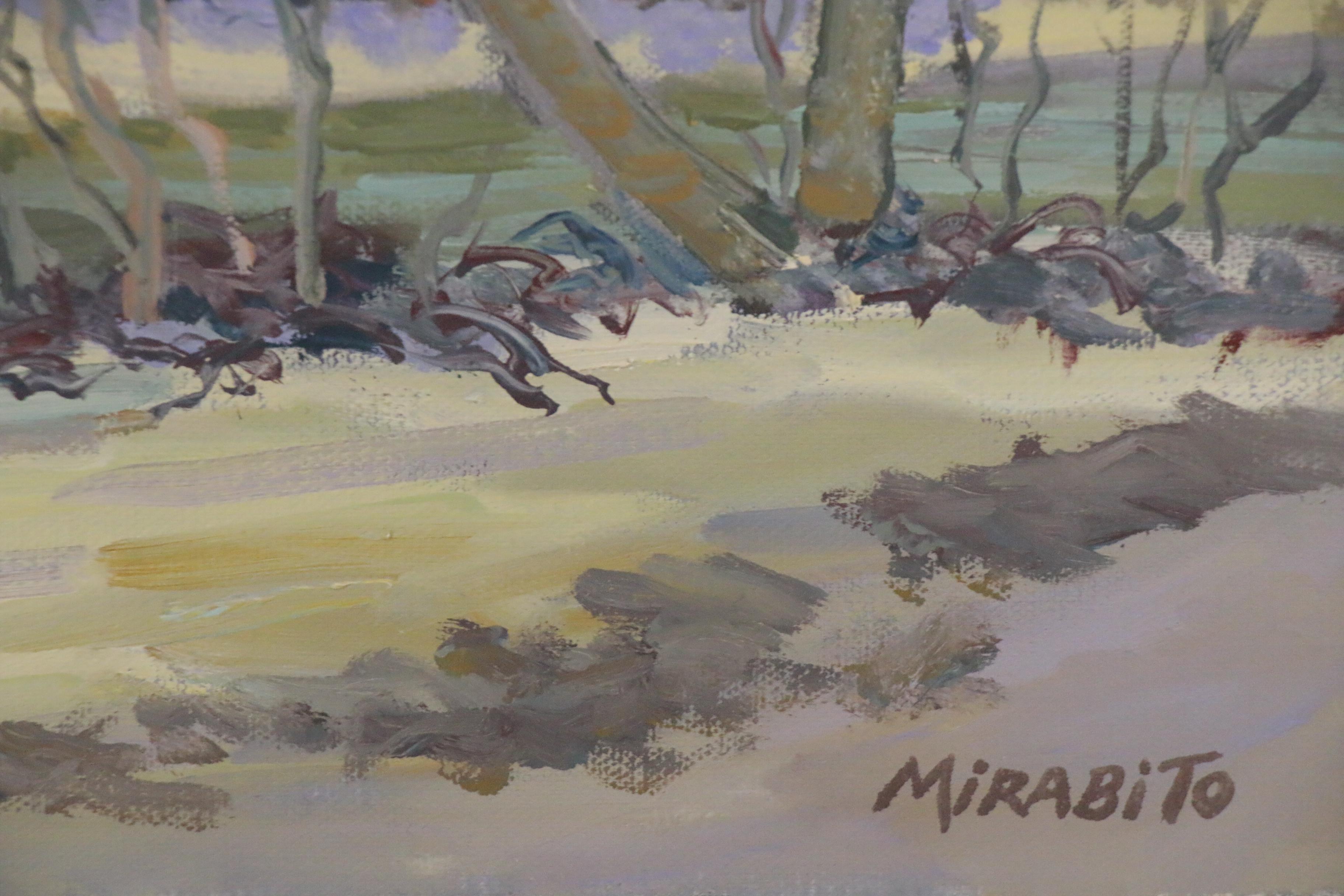 Mary Mirabito Oil Painting "Catching Crabs at DuBois Park," 21st Century