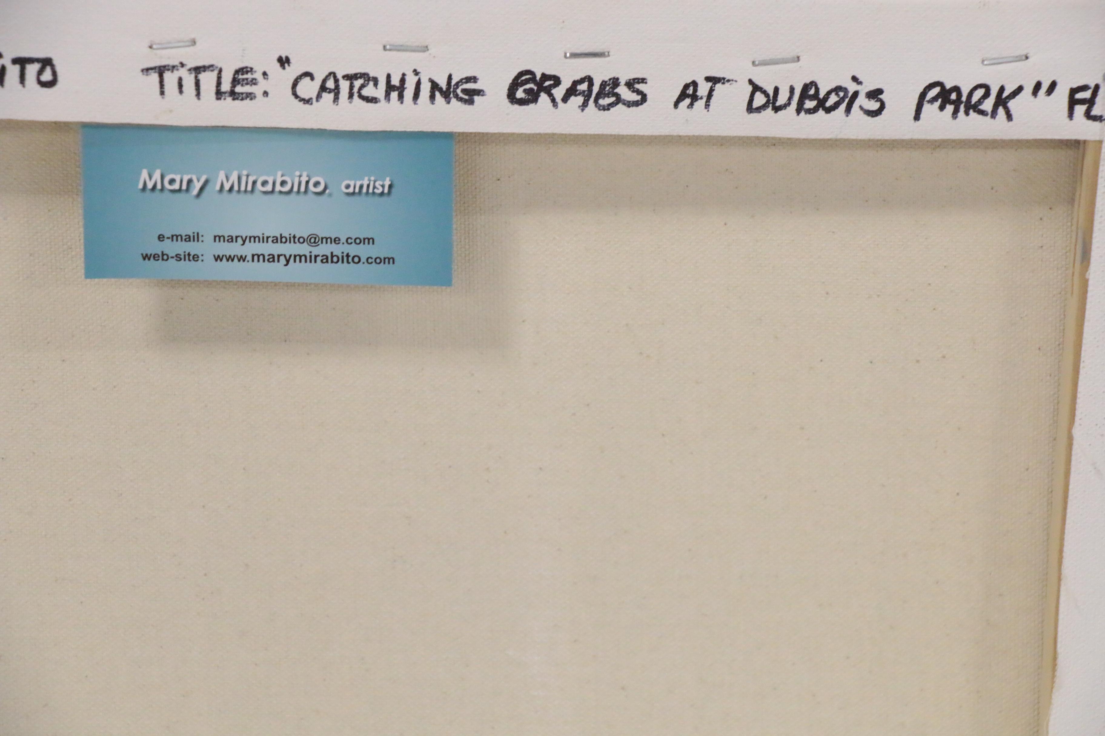 Mary Mirabito Oil Painting "Catching Crabs at DuBois Park," 21st Century