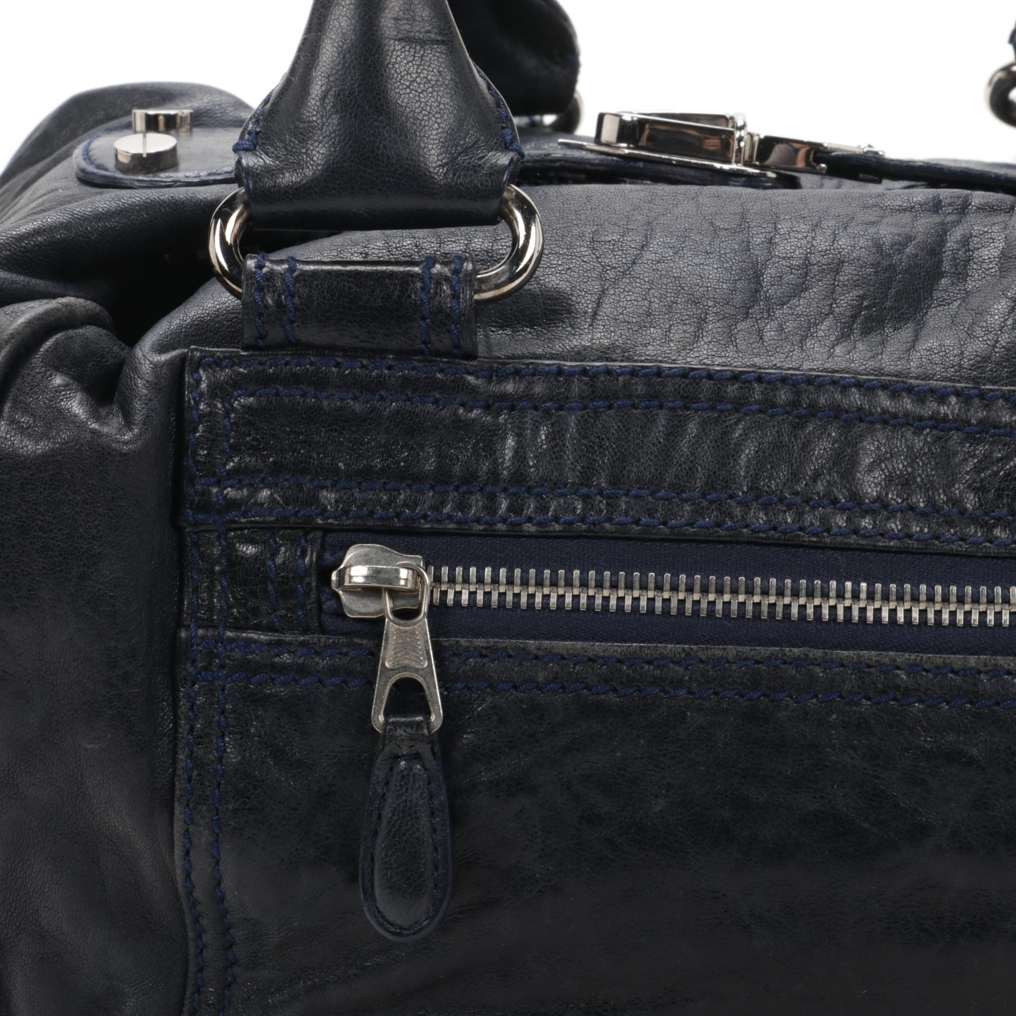 Balenciaga Whistle Bag in Dark Navy Blue Crinkle Leather