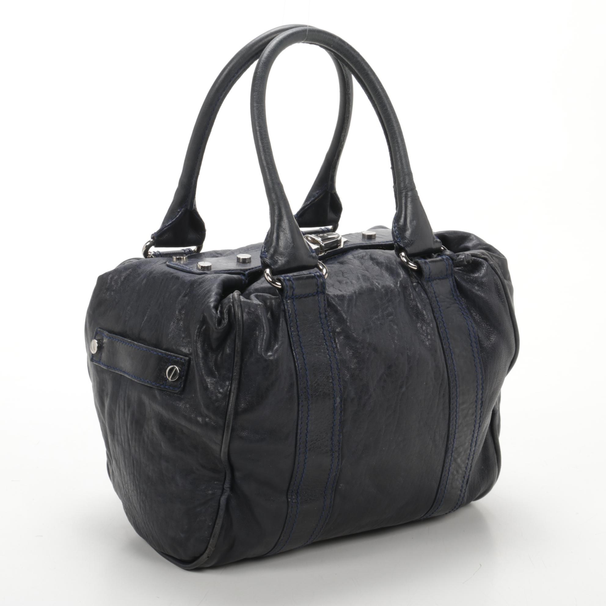 Balenciaga Whistle Bag in Dark Navy Blue Crinkle Leather