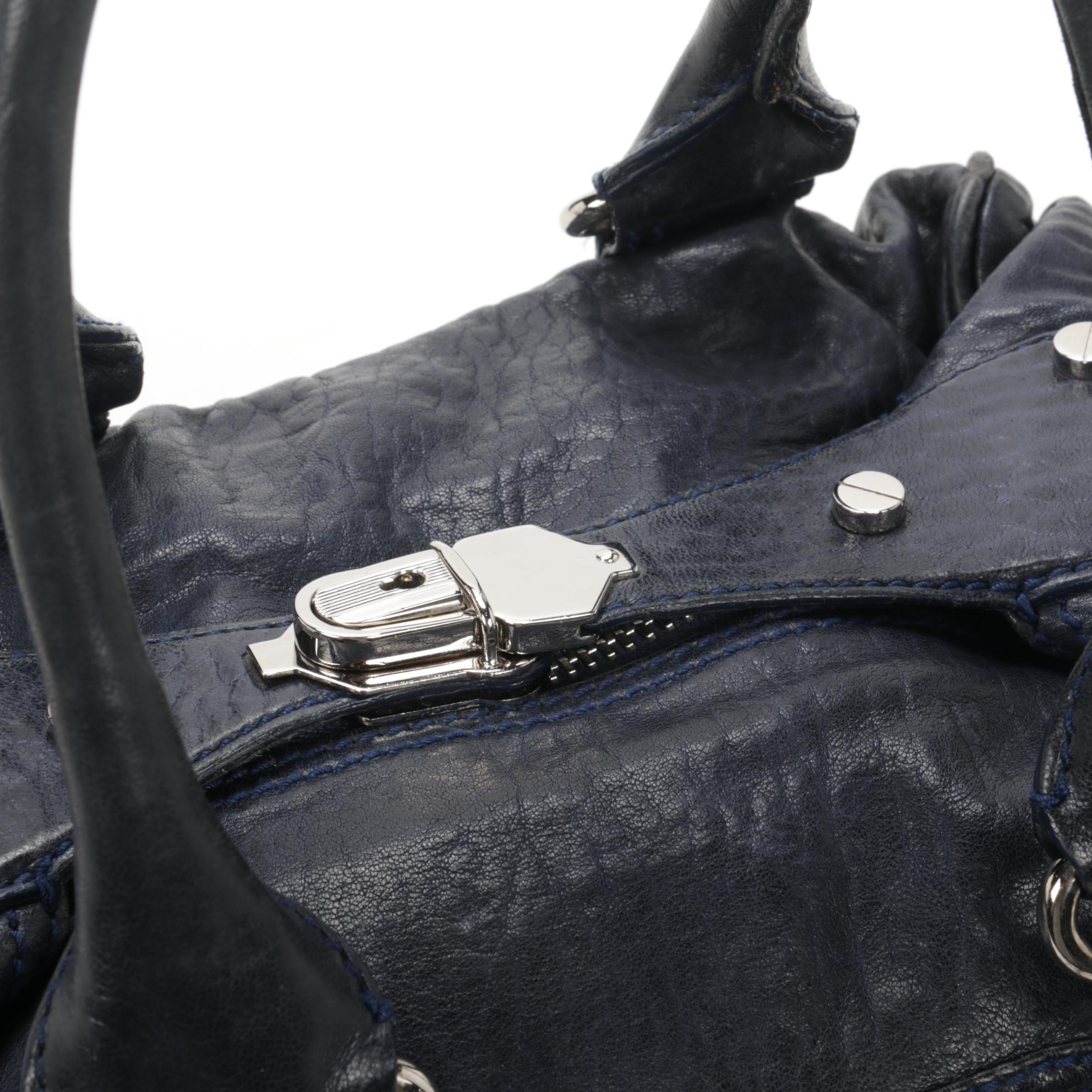 Balenciaga Whistle Bag in Dark Navy Blue Crinkle Leather
