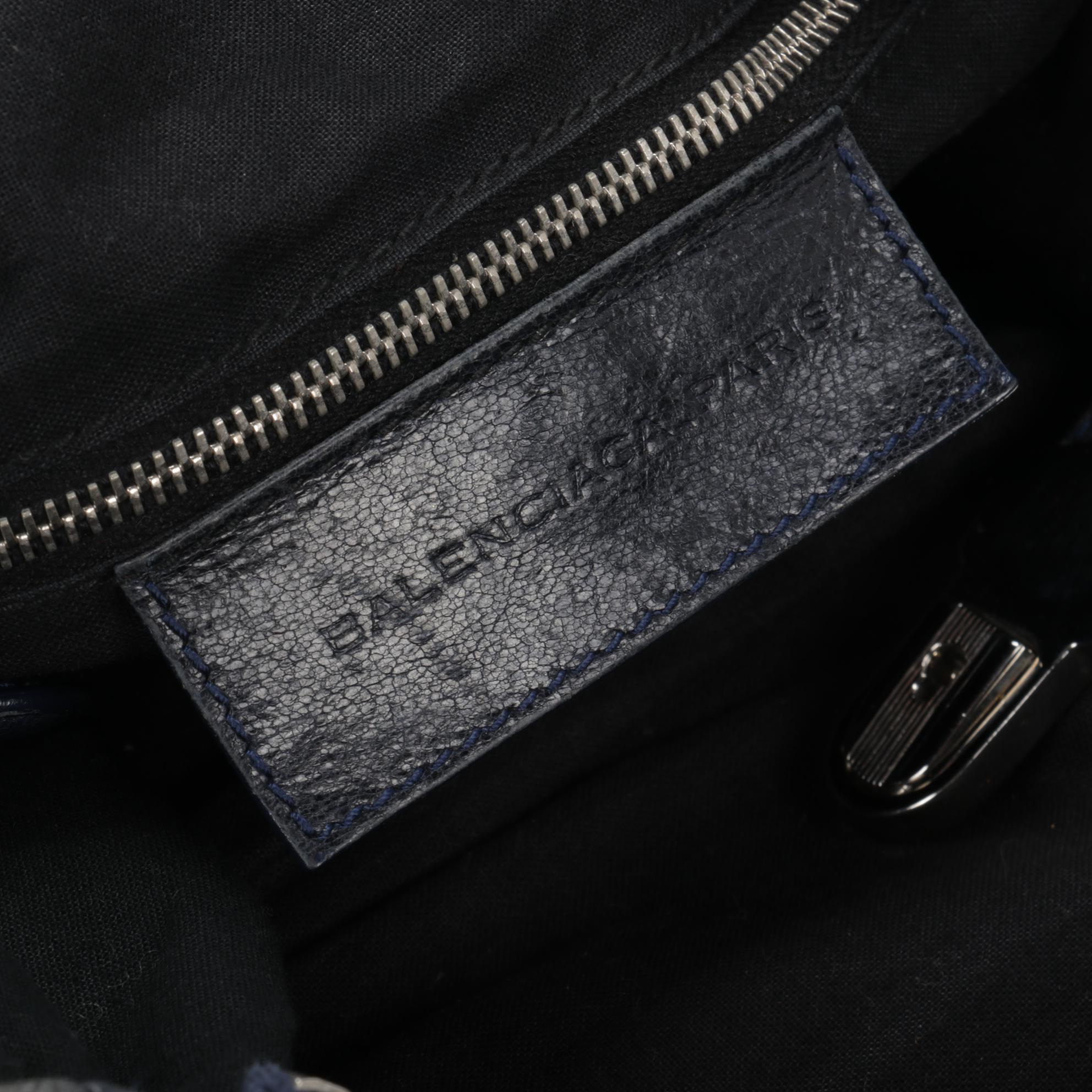 Balenciaga Whistle Bag in Dark Navy Blue Crinkle Leather