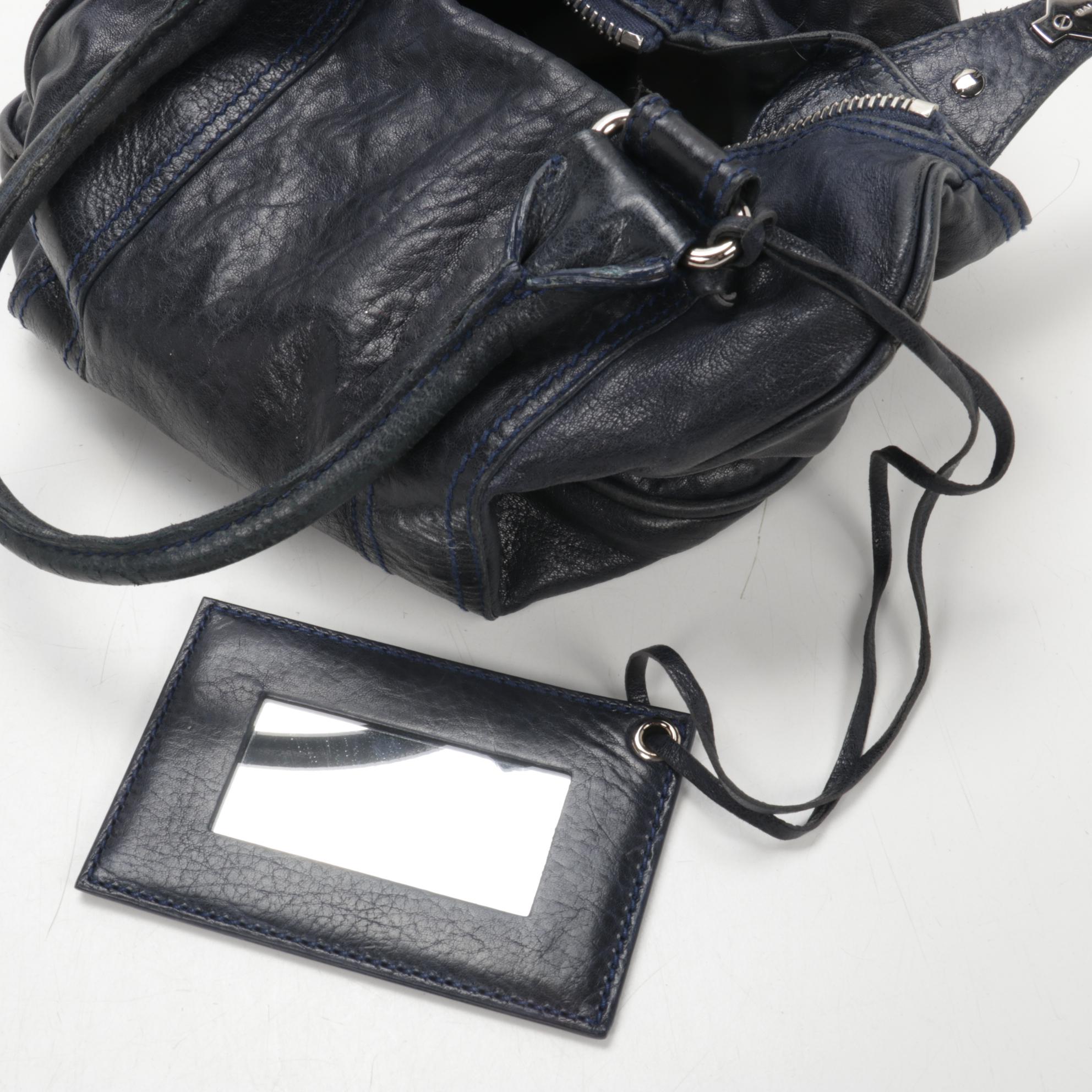 Balenciaga Whistle Bag in Dark Navy Blue Crinkle Leather