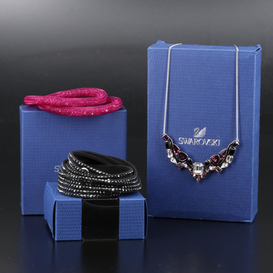 Swarovski Crystal Jewelry Featuring "Suede" Wrap and "Stardust" Bracelets