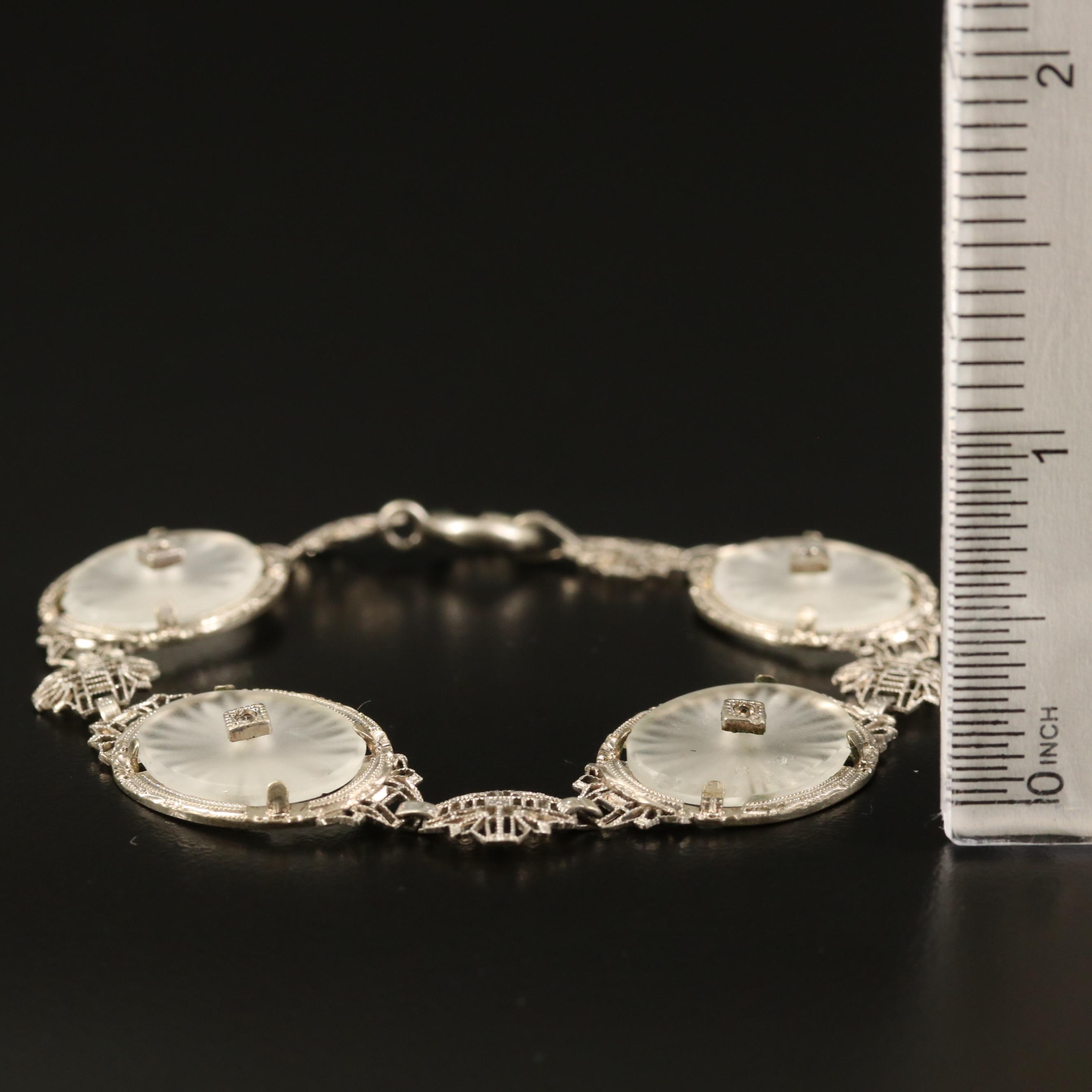 Vintage Camphor Glass Oval Link Bracelet