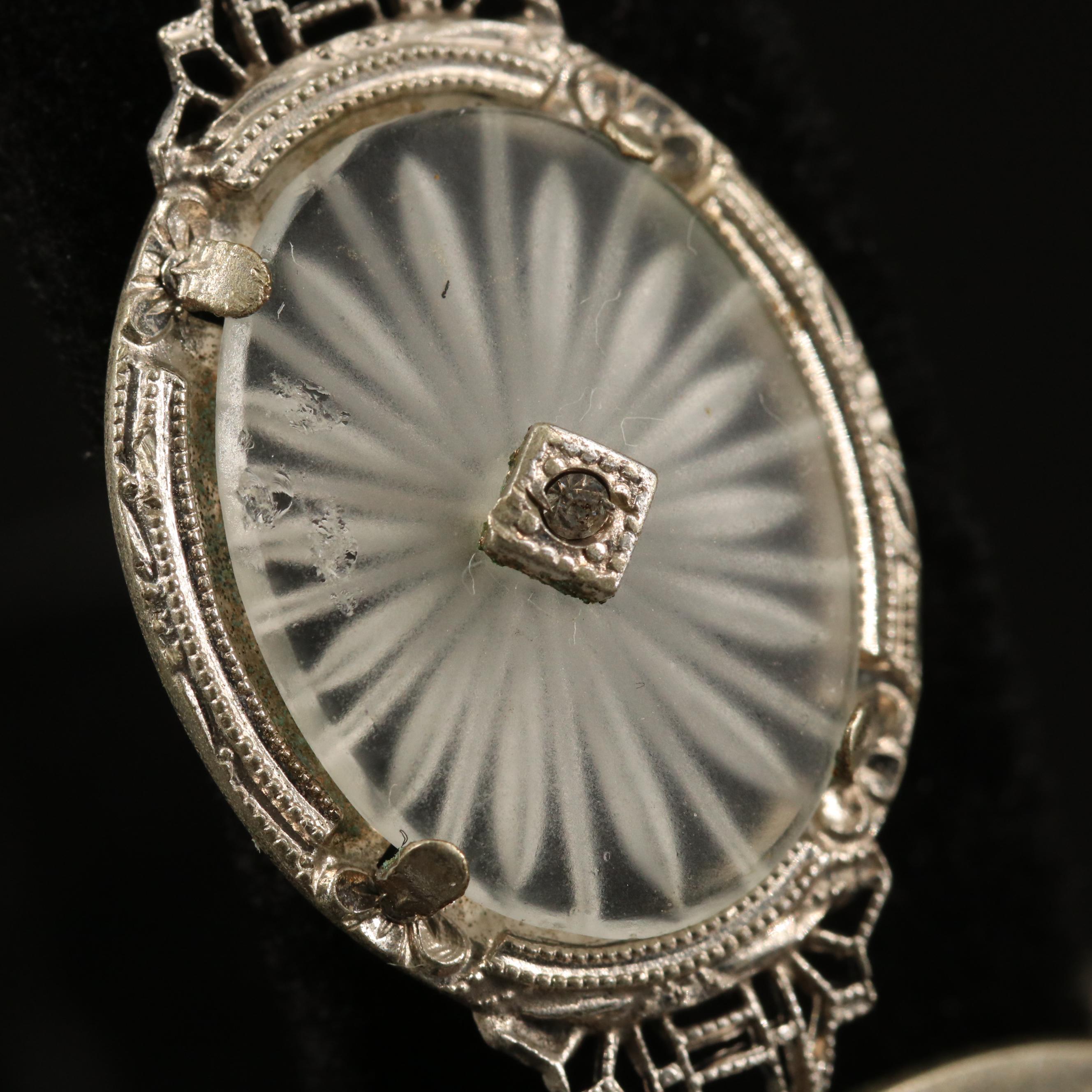 Vintage Camphor Glass Oval Link Bracelet