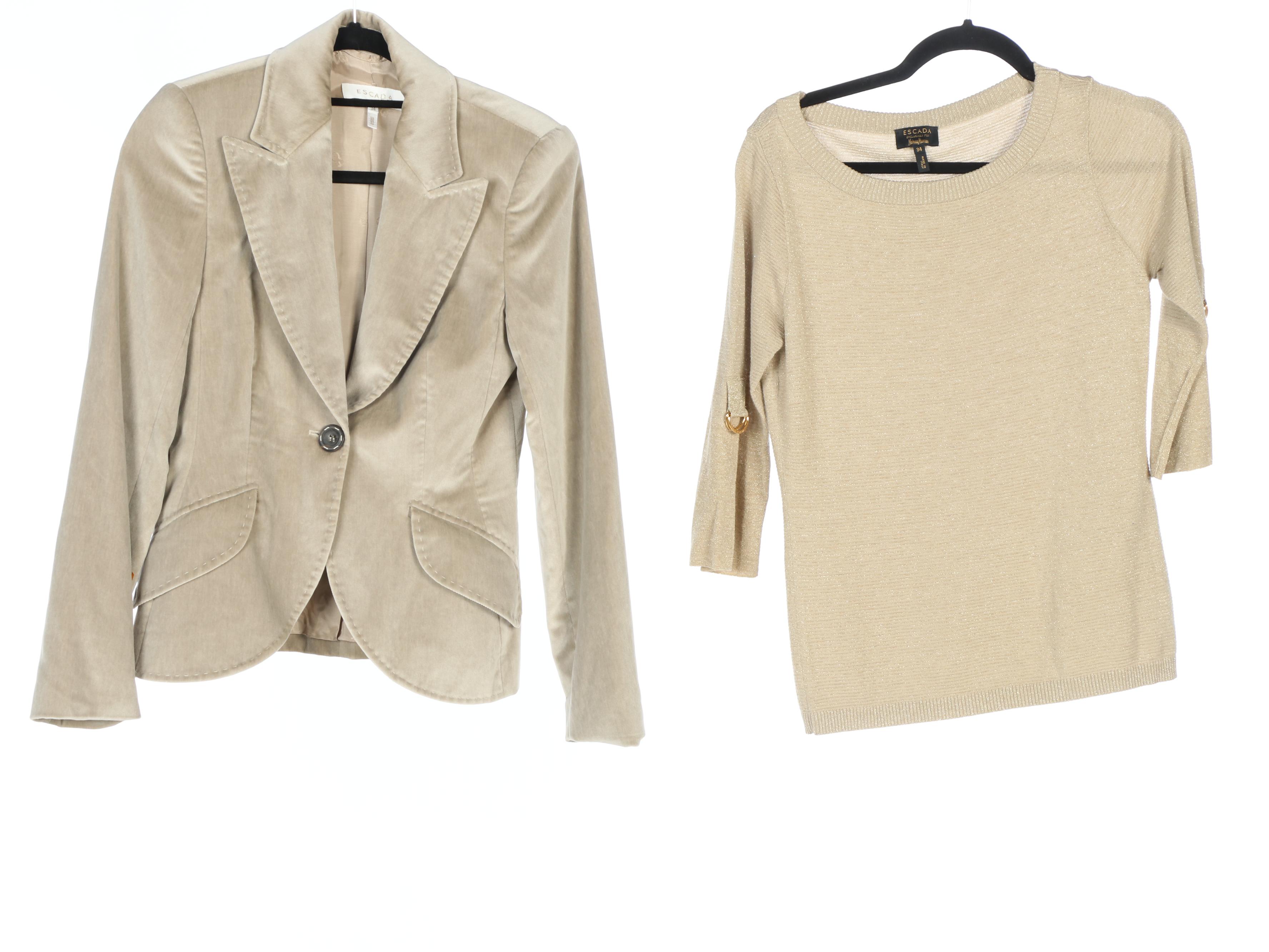 Escada Velveteen Jacket, Knit Top, Jeans and Pants