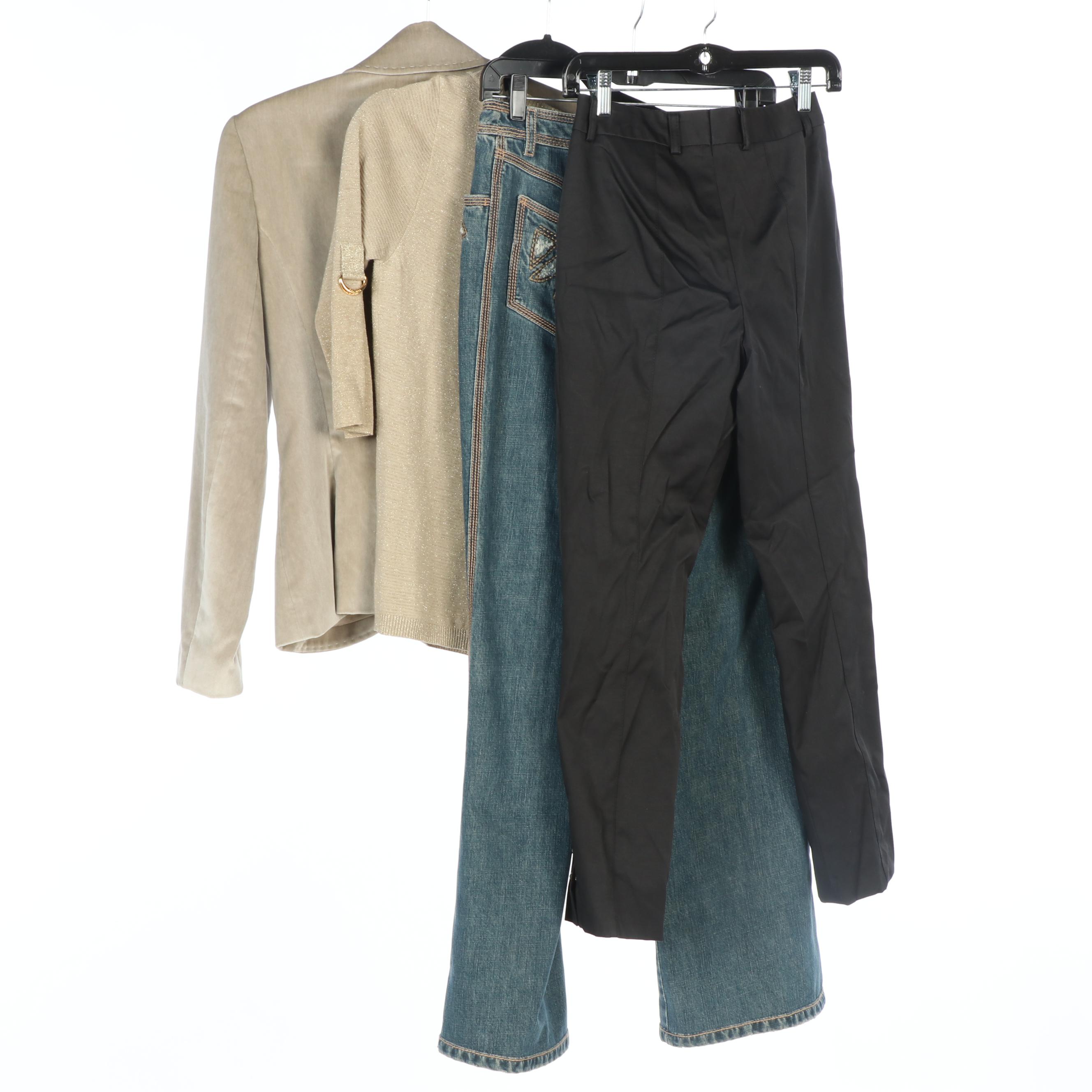 Escada Velveteen Jacket, Knit Top, Jeans and Pants