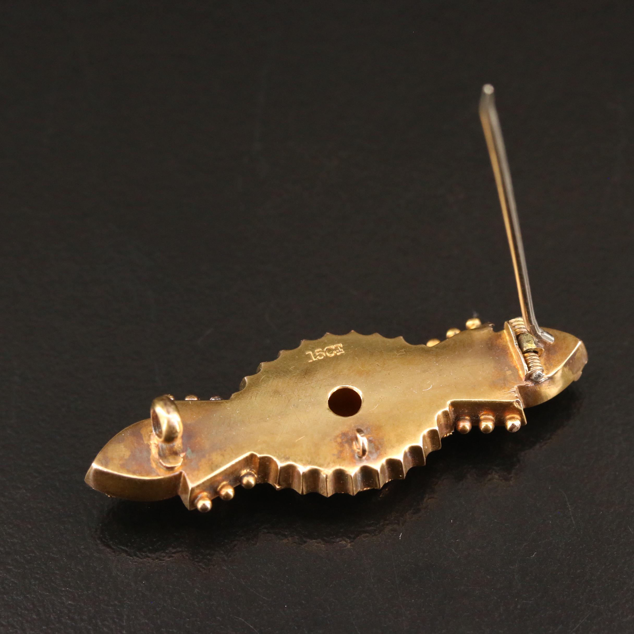 Mid-Victorian 15K Brooch with Granulation Pattern
