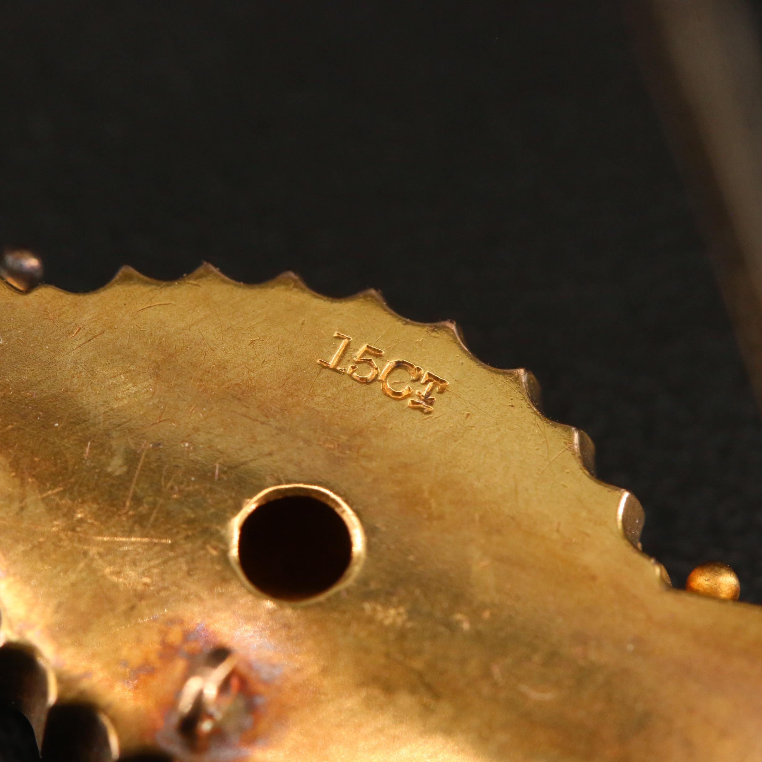 Mid-Victorian 15K Brooch with Granulation Pattern