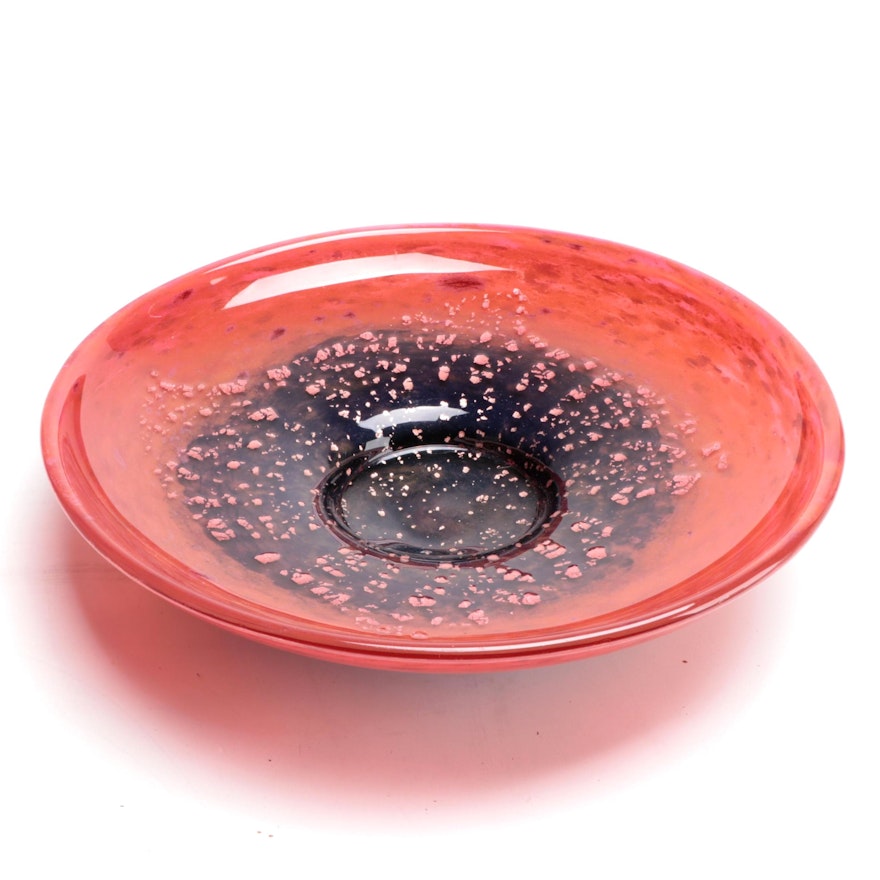 Daum Blown Multicolor Glass Centerpiece Bowl, Mid to Late 20th Century