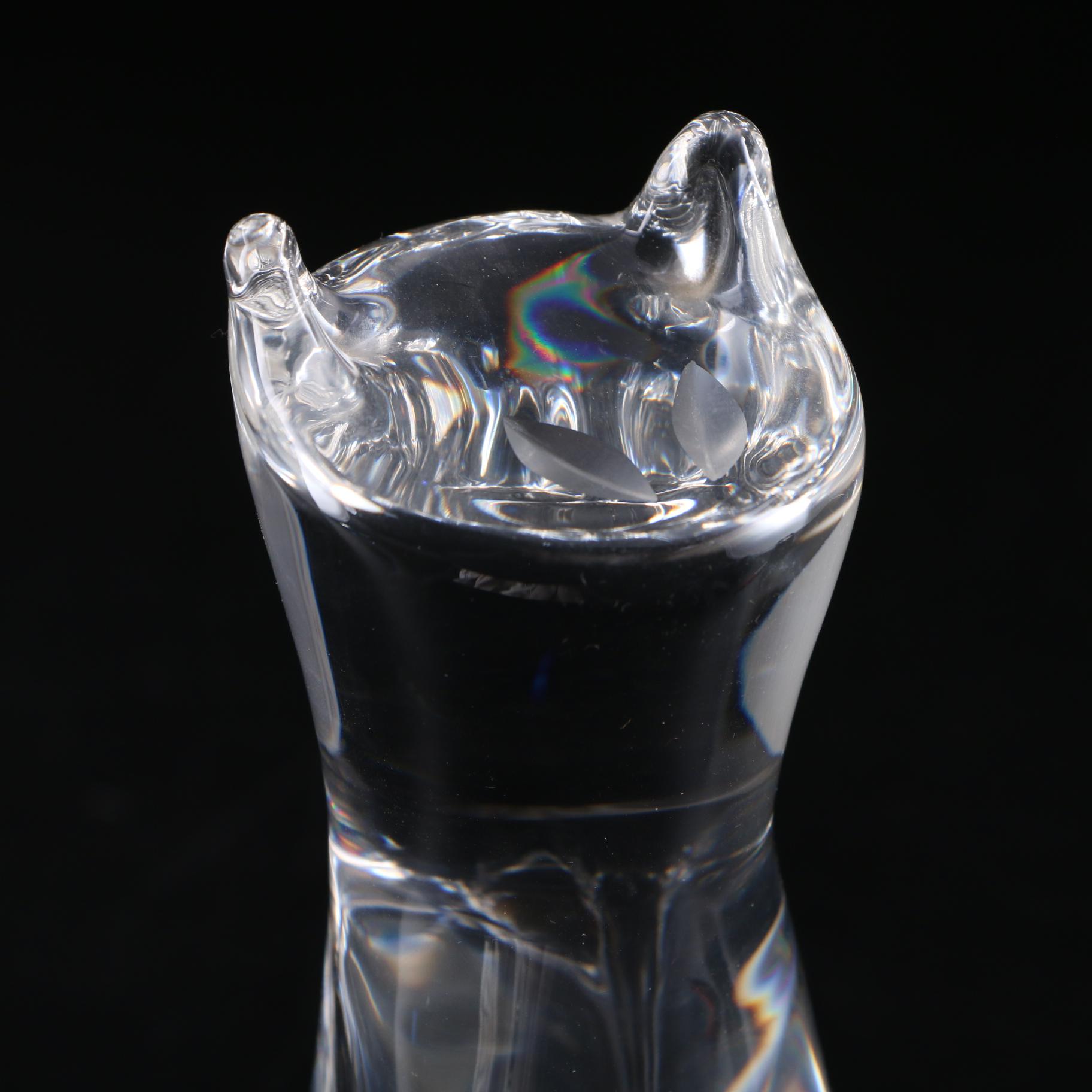 Steuben Art Glass "Cat" Figurine by Donald Pollard, 1960