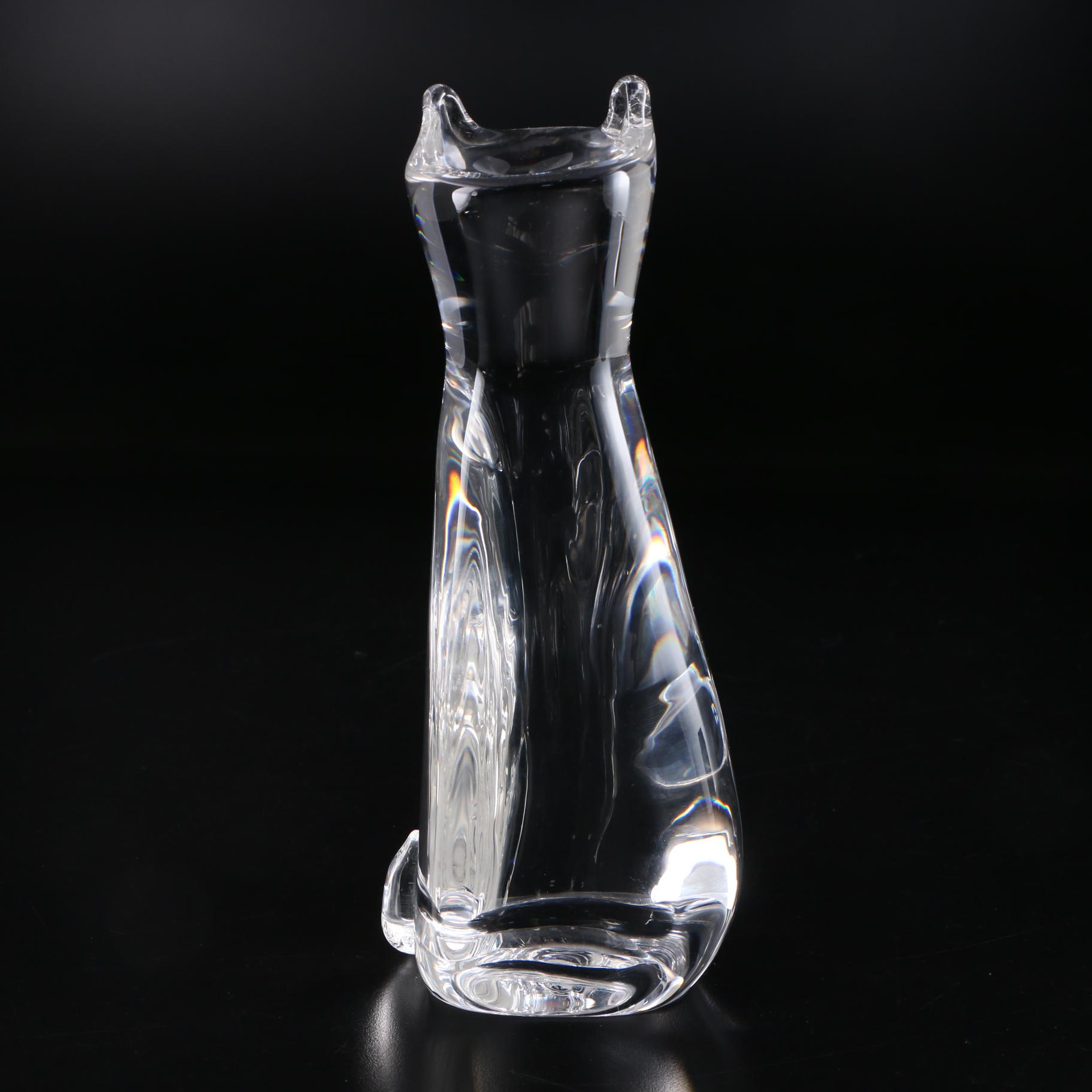 Steuben Art Glass "Cat" Figurine by Donald Pollard, 1960
