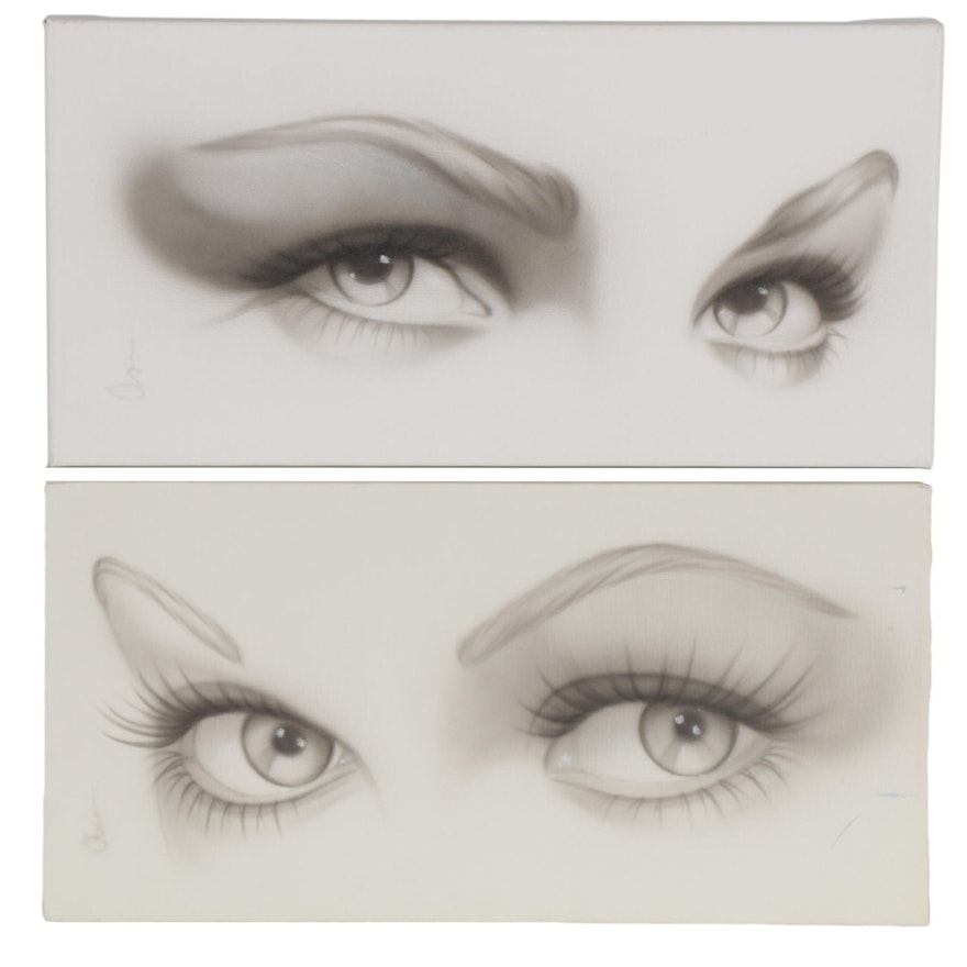 Adam Rote Oil Painting and Giclée "Lucille Ball Eyes" and "Lauren Bacall Eyes"