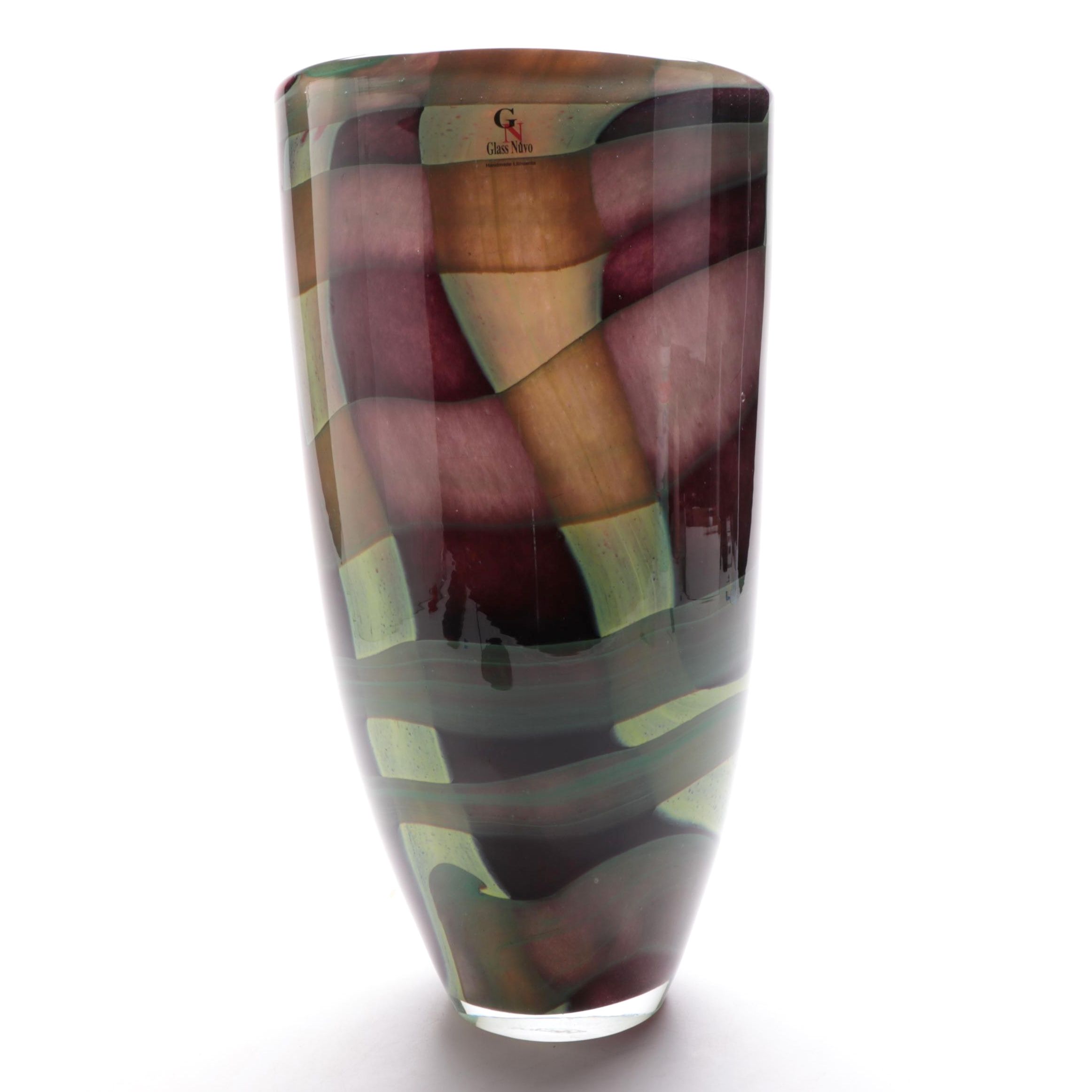 Signed Glass Nuvo Lithuanian Art Glass Vase, 21st Century