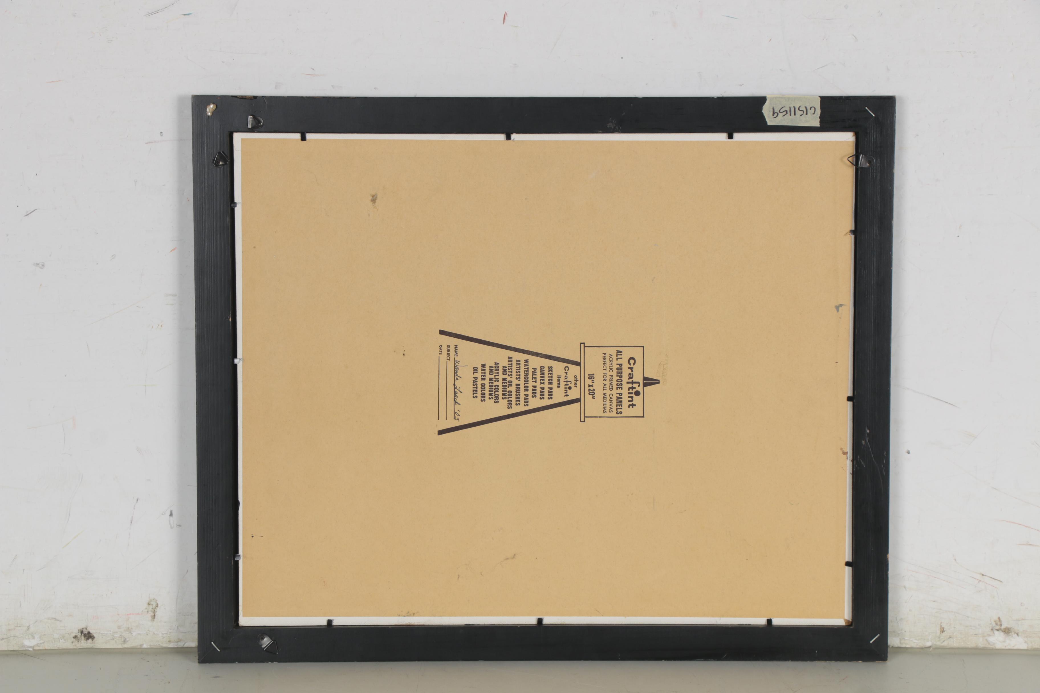 Wanda Locke Folk Art Acrylic Painting of Schoolhouse, 2005